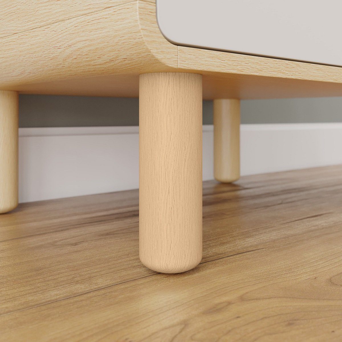 MS Beschläge Möbelfuß Buchenholz Möbelstempel Ø 50mm Holzfuß Möbelstütze – Bild 2 von 5
