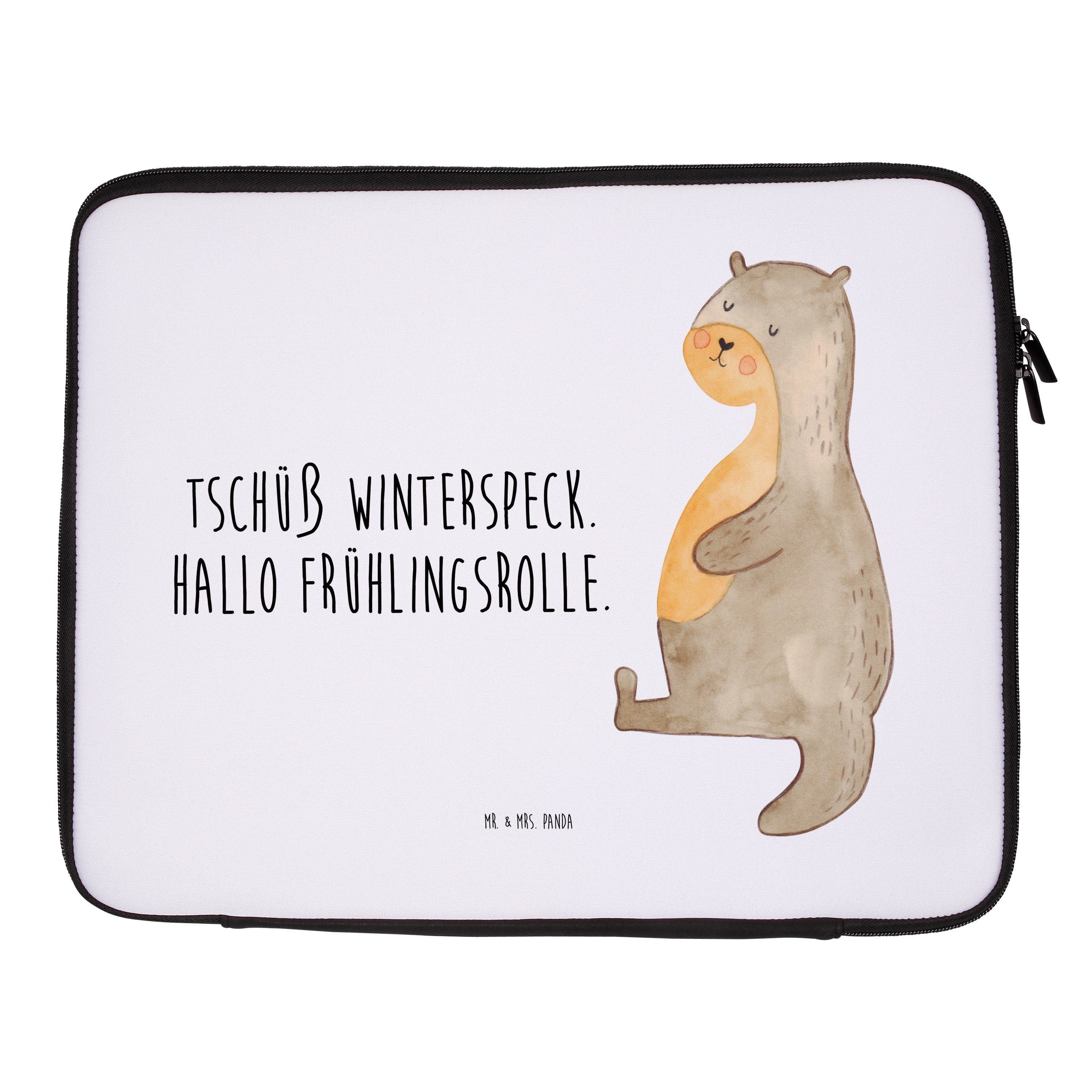 Mr. & Mrs. Panda Laptop-Hülle Otter Bauch - Weiß - Geschenk, Tasche, Computertasche, satt, Seeotter