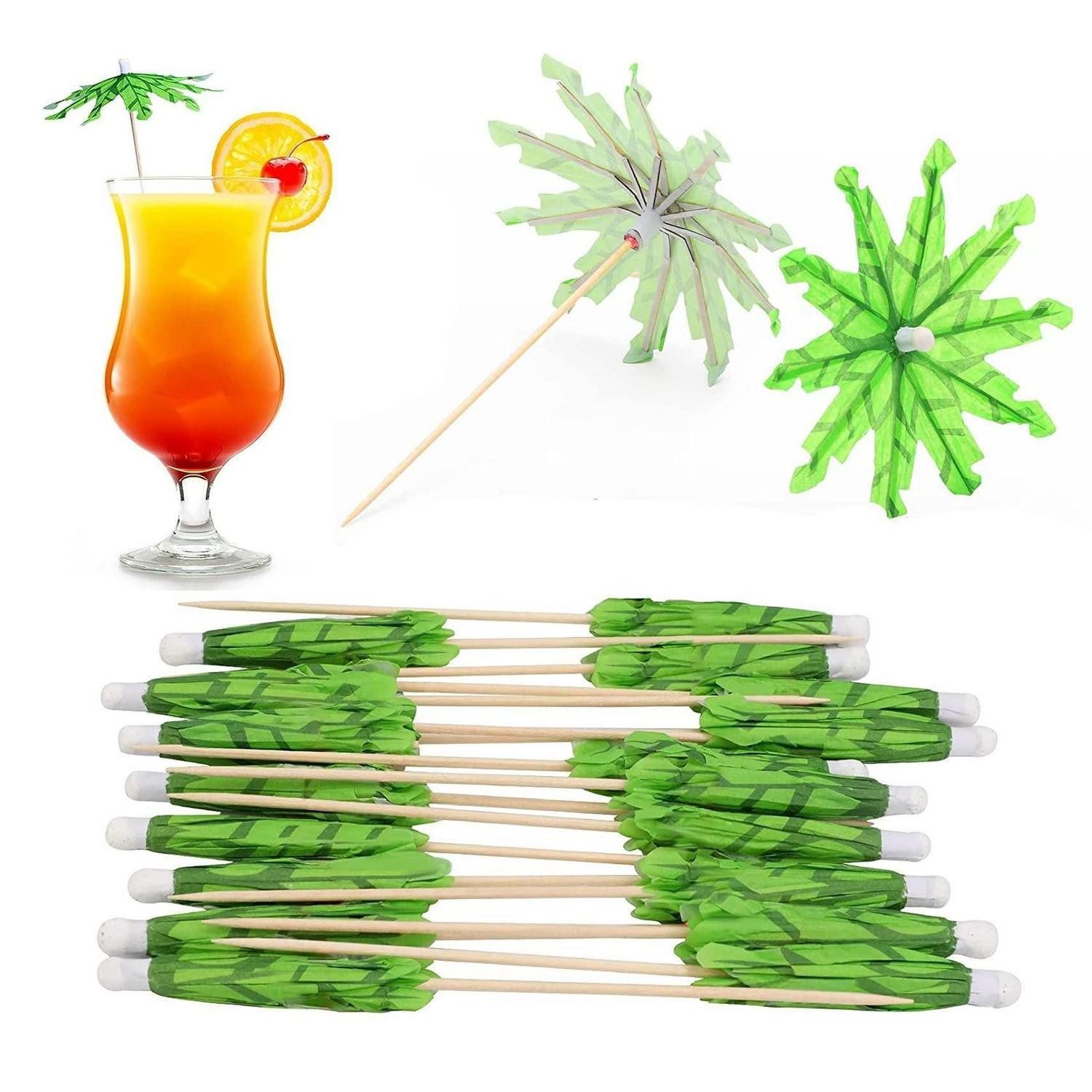 LuxusKollektion Partyspieße Cocktail Schirme 50er Papier Palme Bar Deko Zubehör Grün