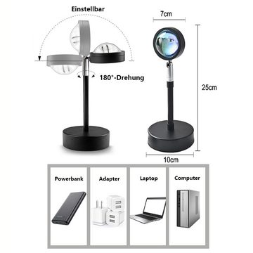 GelldG Projektionslampe Sonnenuntergang Lampe USB Sonnenlampe 180° Drehbares