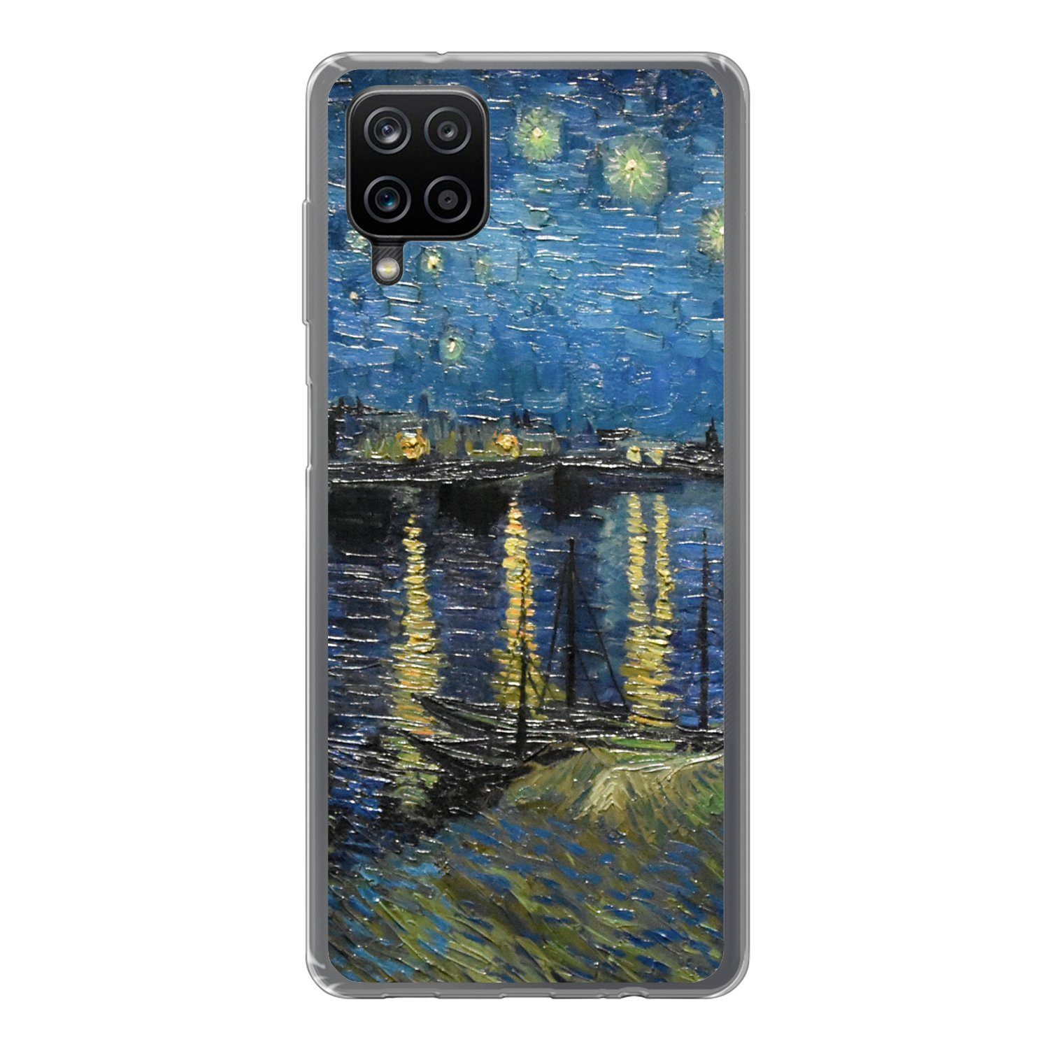 MuchoWow Handyhülle für Samsung Galaxy A12 Sternennacht über der Rhone - Van Gogh - Kunst, Smartphone-Bumper, Print, Handy Schutzhülle Dünn