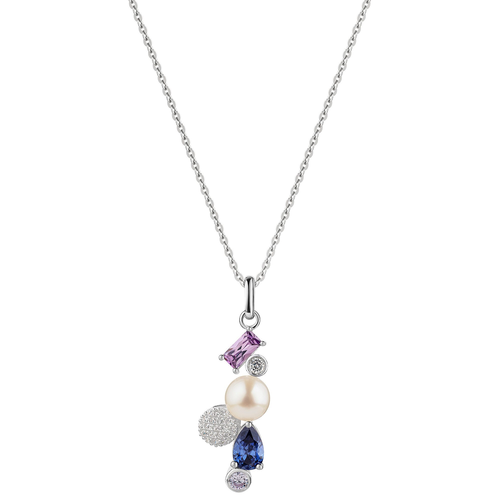 Kette mit Anhänger Geschenk Silber 925 Halsschmuck Ankerkette Baguette Kreis Tropfen