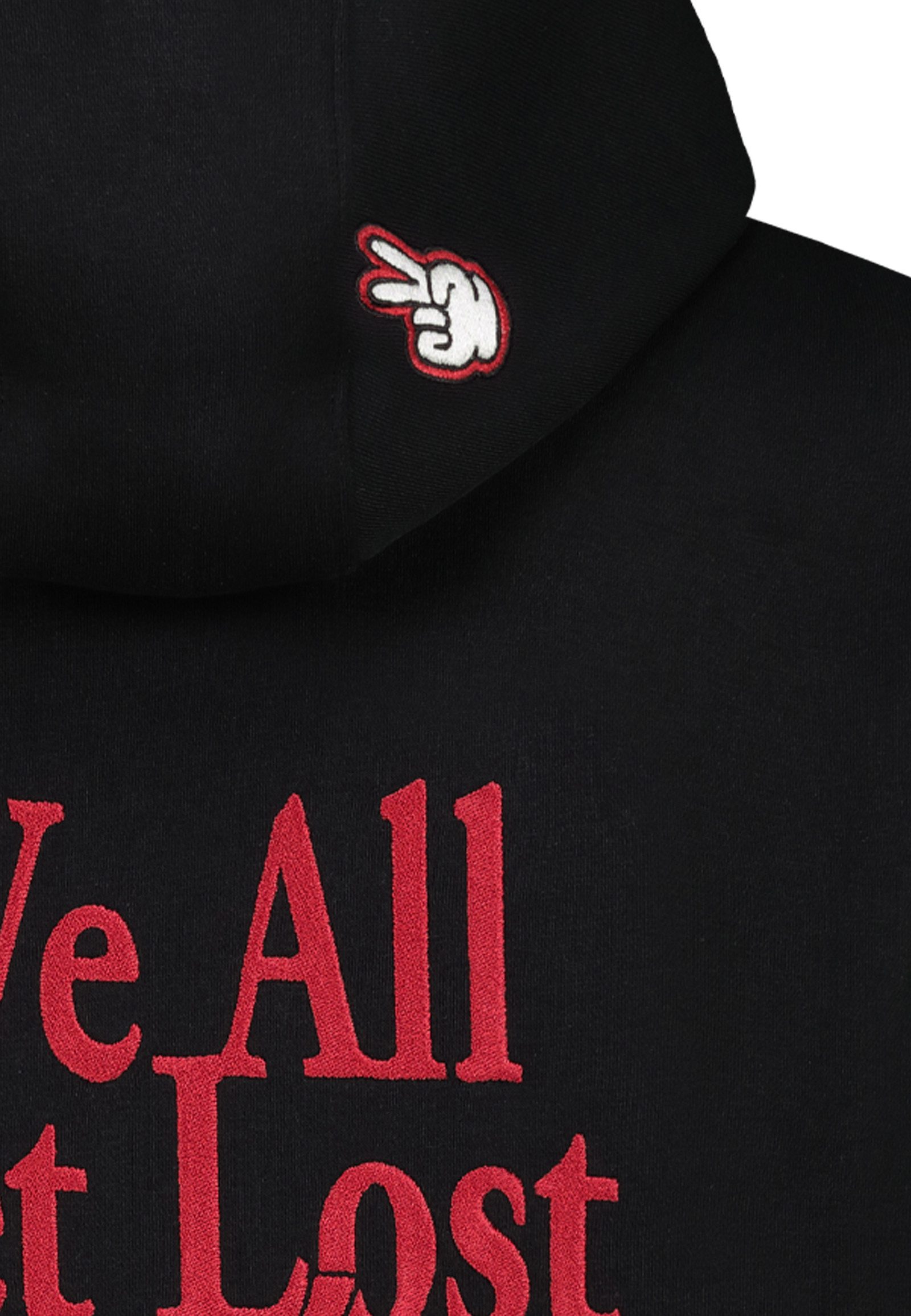 Eight2Nine Hoodie Mit Statement-Stickerei und Kängurutasche für Herren (1-tlg) Baumwolle Normal Fit Rundhals Langarm Spruch atmungsaktiv