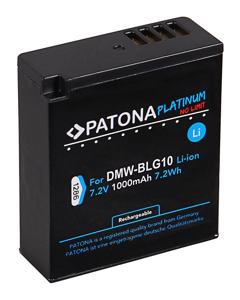 Patona Akku für die Panasonic Lumix TZ101 TZ202 und GX80 Kamera-Akku DMW-BLG10 1000 mAh (7,2 V)