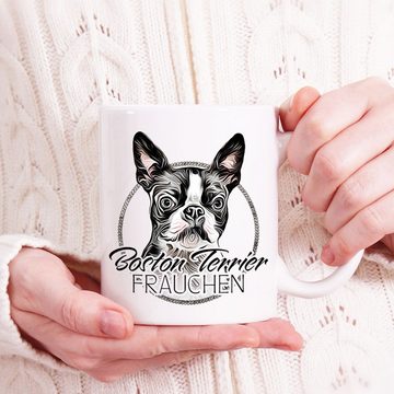Cadouri Tasse BOSTON TERRIER FRAUCHEN - Kaffeetasse für Hundefreunde, Keramik, mit Hunderasse, beidseitig bedruckt, handgefertigt, Geschenk, 330 ml