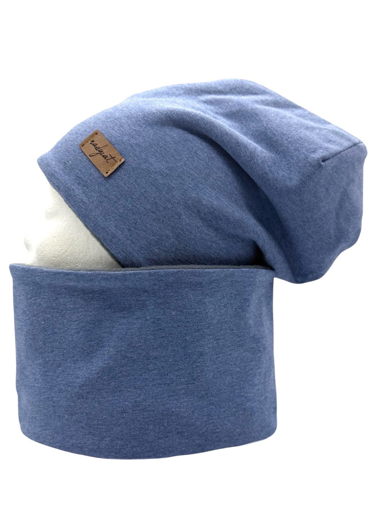 nadycat Beanie BLAU meliert UNI (2-St., Beanie mit passendem Loop) handgefe günstig online kaufen
