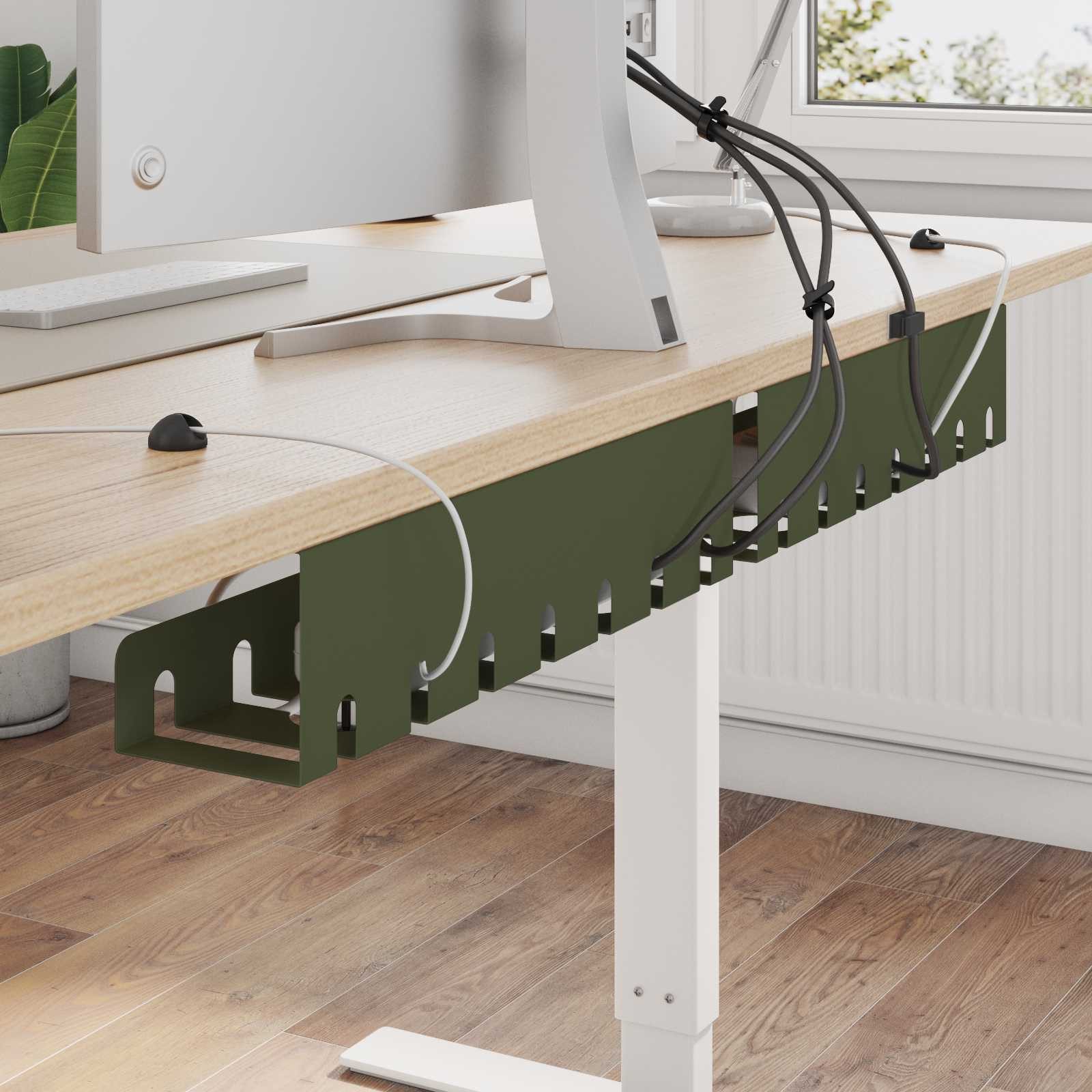vidaXL Kabelzubehör Unter dem Schreibtisch Kabelmanagement Tray 2 Stk. Olivgrün, (2-tlg)
