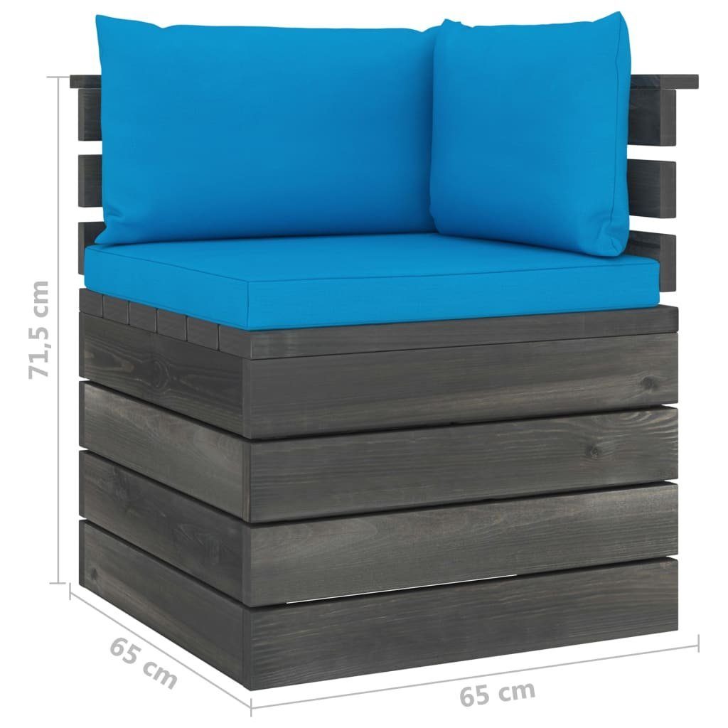 Kiefernholz, aus Garten-Sofagarnitur (8-tlg) Kissen mit vidaXL 8-tlg. Hellblau Paletten Gartenlounge-Set