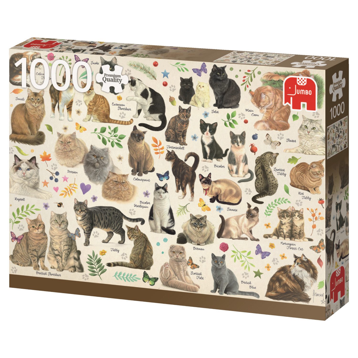 Jumbo Spiele Puzzle Jumbo 18595 Katzenposter 1000 Teile Puzzle, 1000 Puzzleteile, Made in Europe