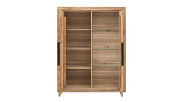 Massivart® Vitrine Greta / Vitrinenschrank / Eiche teilmassiv geölt / Tür mit Glaseinsatz und 3 Glas Einlegeböden