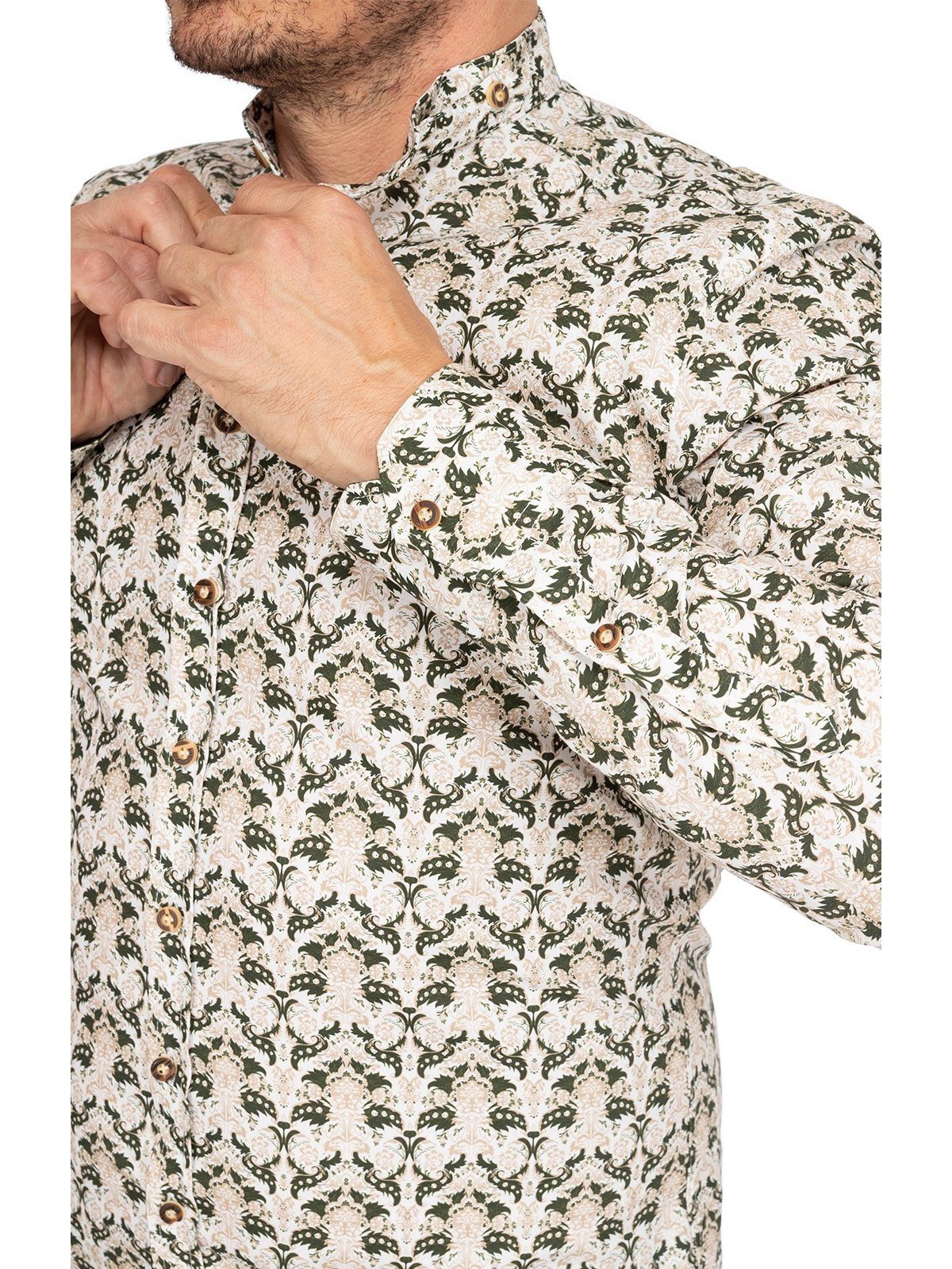 Gipfelstürmer Fi 420000-4147-57 Stehkragen Trachtenhemd dunkelgrün (Slim Hemd