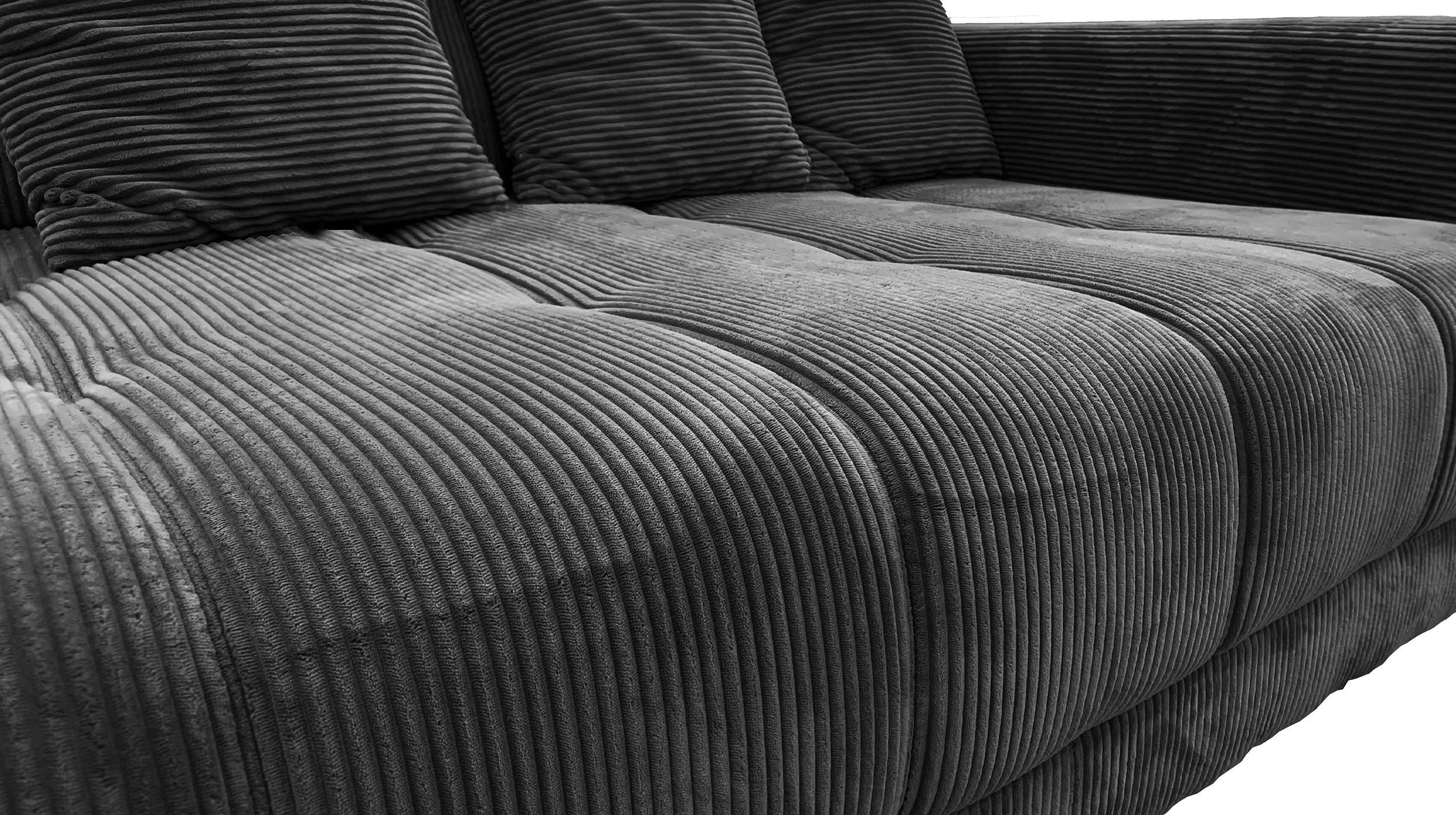 Massivart® Ecksofa Cord 300x215 cm / Nosagfederung / L-Form Cordsofa / ARTEMIS, inkl. Kissen-Set · frei im Raum stellbar – Bild 5 von 5