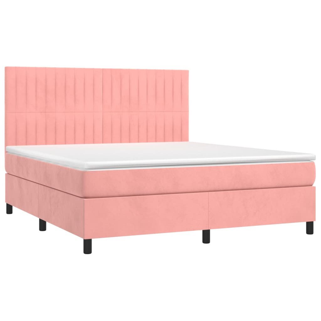 Bett Boxspringbett mit Matratze & LED Rosa 180x200 cm Samt