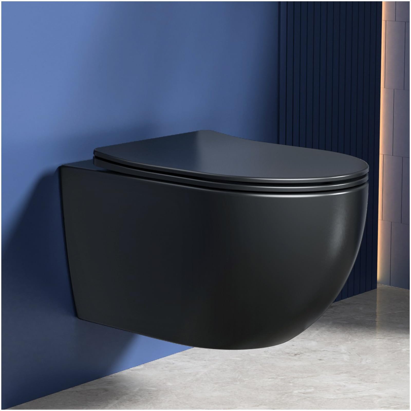 Rainsworth Tiefspül-WC Hänge WC Spülrandlos Einloch Spülung Toilette, 48.5cm lang