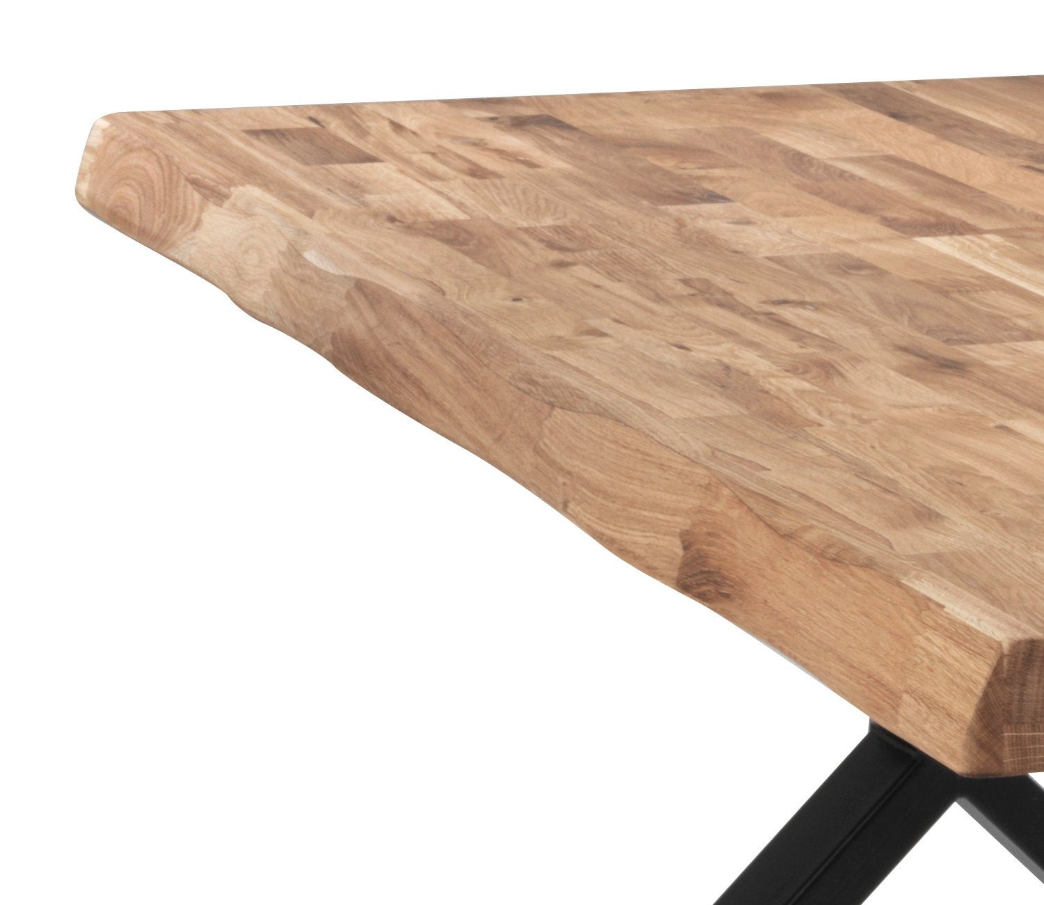 Vito Esstisch SIGA, 180 x 100 cm, massives Eichenholz, X-Gestell
