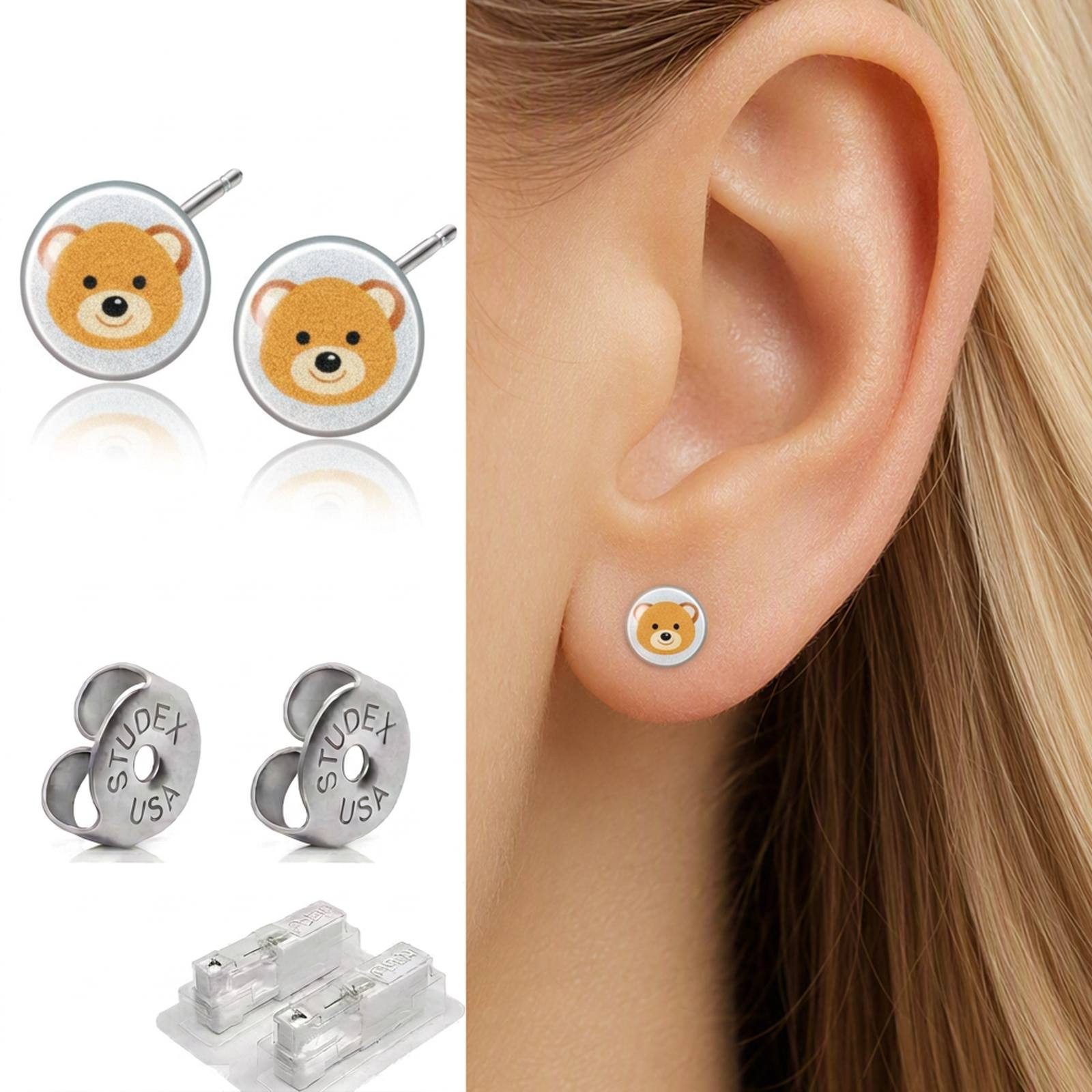 Studex Paar Ohrstecker Teddy Ohrstecker Kinder: medizinische Erstohrstecker