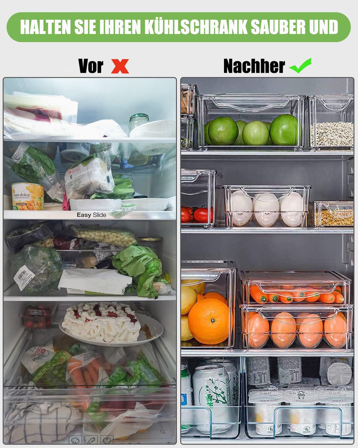 SinLaw Korbeinsatz 10-teiliges Kühlschrank-Aufbewahrungsbox-Set, stapelbar, BPA-frei, Zubehör für Transparent, Acryl, Versiegelt für Frische, keine Geschmacksverfälschung, großer Lagerraum