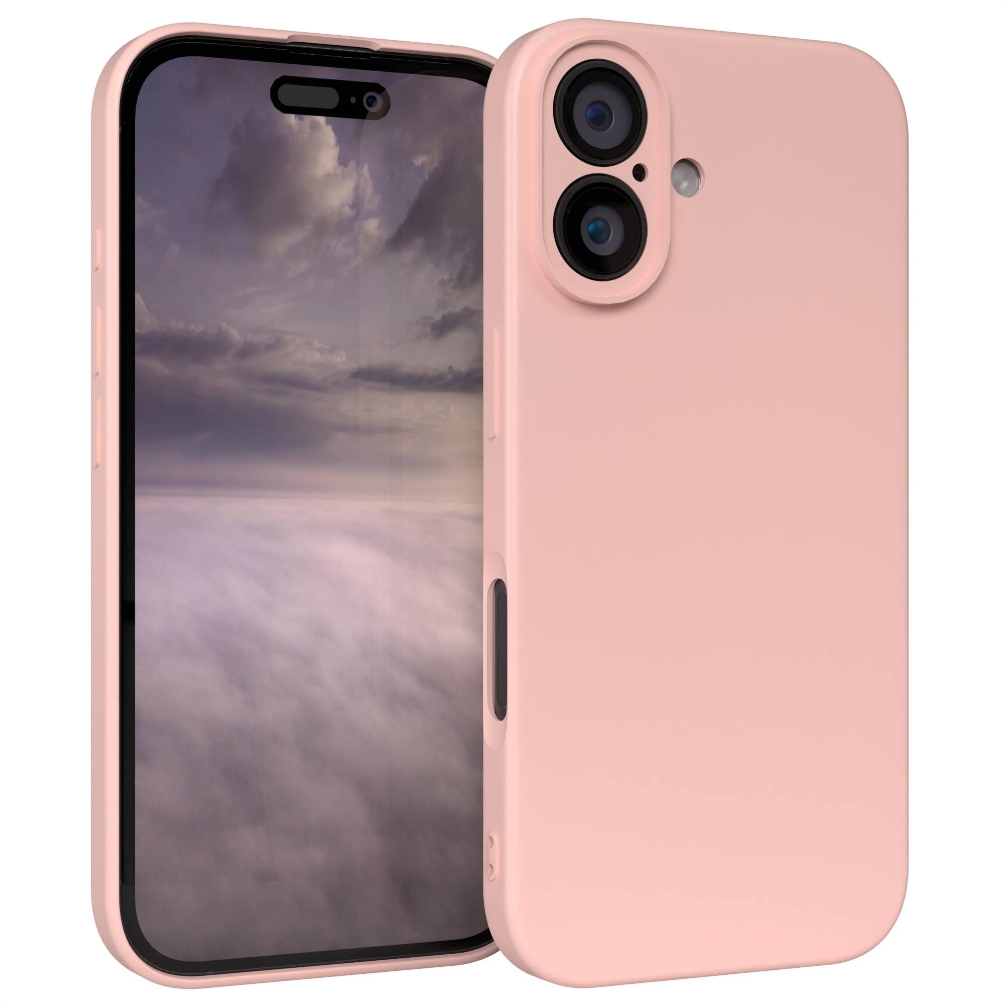 EAZY CASE Handyhülle für Apple iPhone 16 Hülle Silikon 6,1 Zoll, Hülle mit Kameraschutz Bumper Case Silikonschutzhülle Rosa / Altrosa