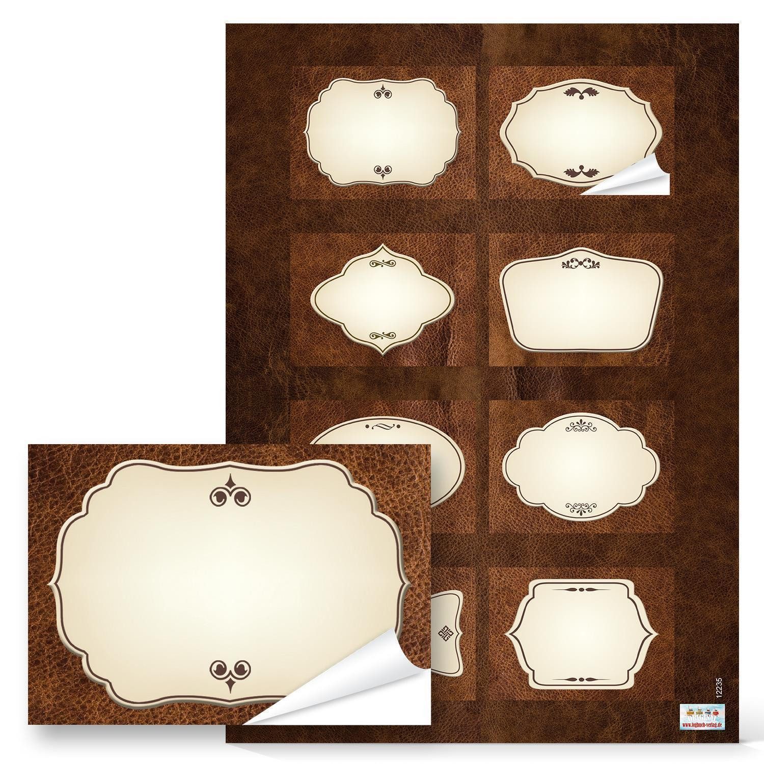 Logbuch-Verlag Aufkleber 16 Stück Aufkleber Etiketten Namensaufkleber braun beige creme farbene