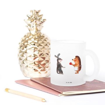 Mr. & Mrs. Panda Teeglas Hase Igel - Transparent - Geschenk, Tasse, Gute Laune, Teebecher, Tas, Premium Glas, Liebevolles Design
