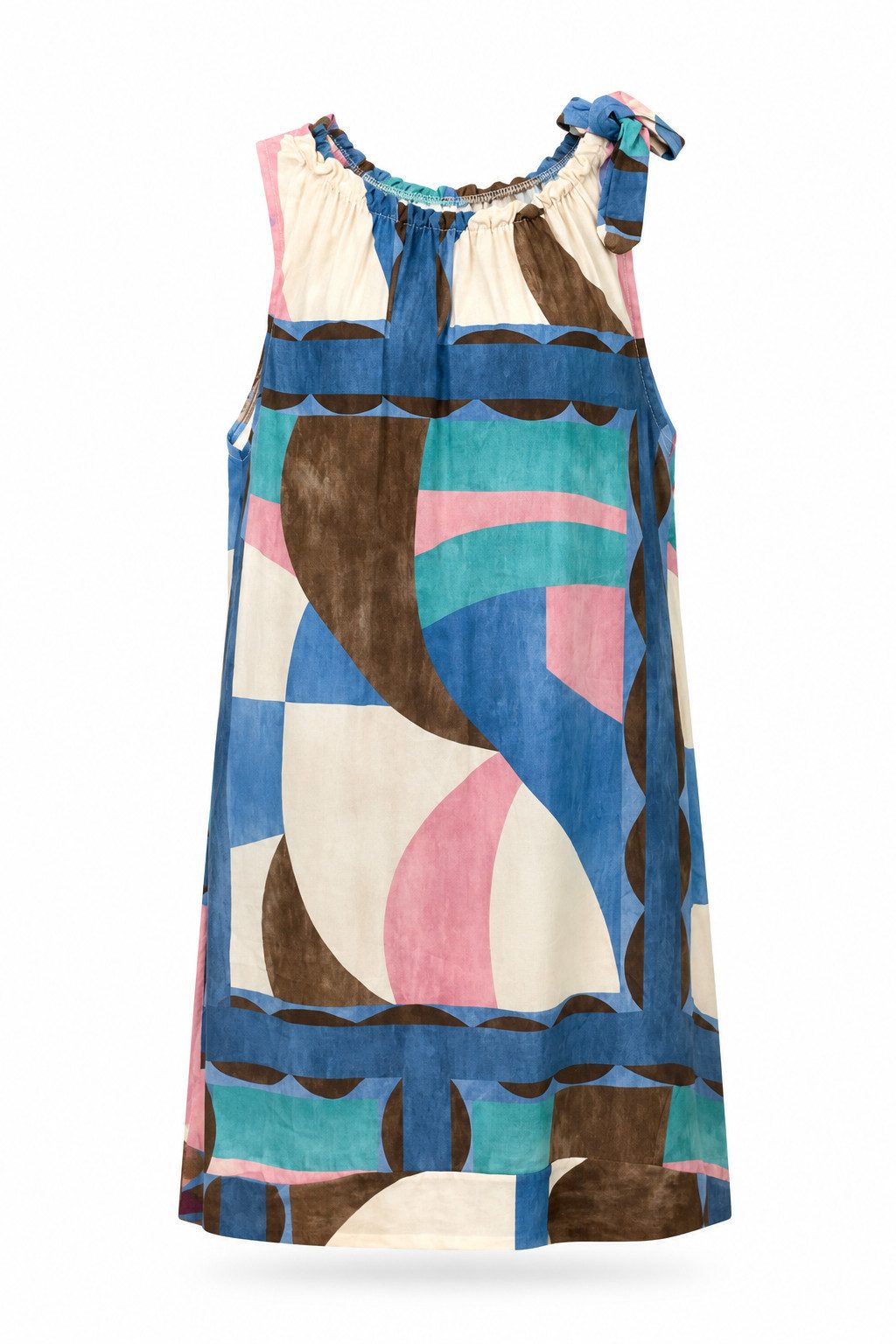 ITALY VIBES Sommerkleid - weiches Etuikleid mit abstraktem Print und Band - Damenkleid ONE SIZE - passend von Größen S bis L