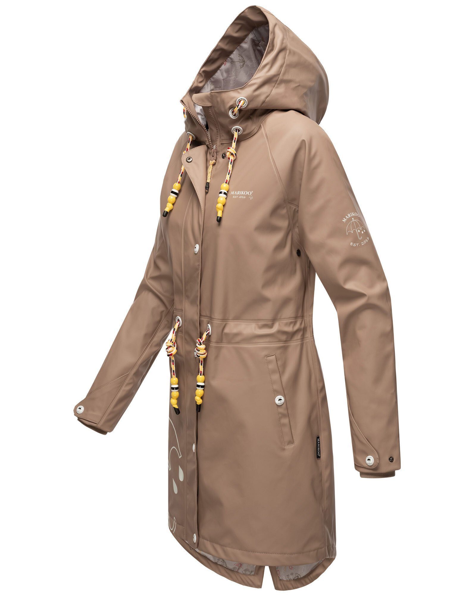 Marikoo Outdoorjacke großen einer Dancing Umbrella Taupe Kapuze mit