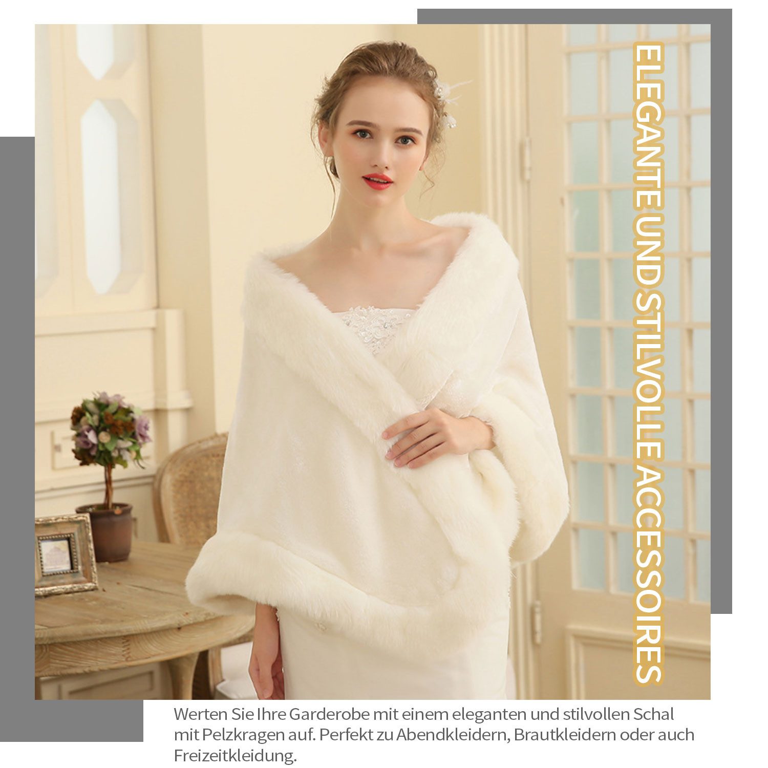 Refttenw Modeschal Damen Plüsch Schal, Braut Hochzeit Party Kleid Warm Schu günstig online kaufen