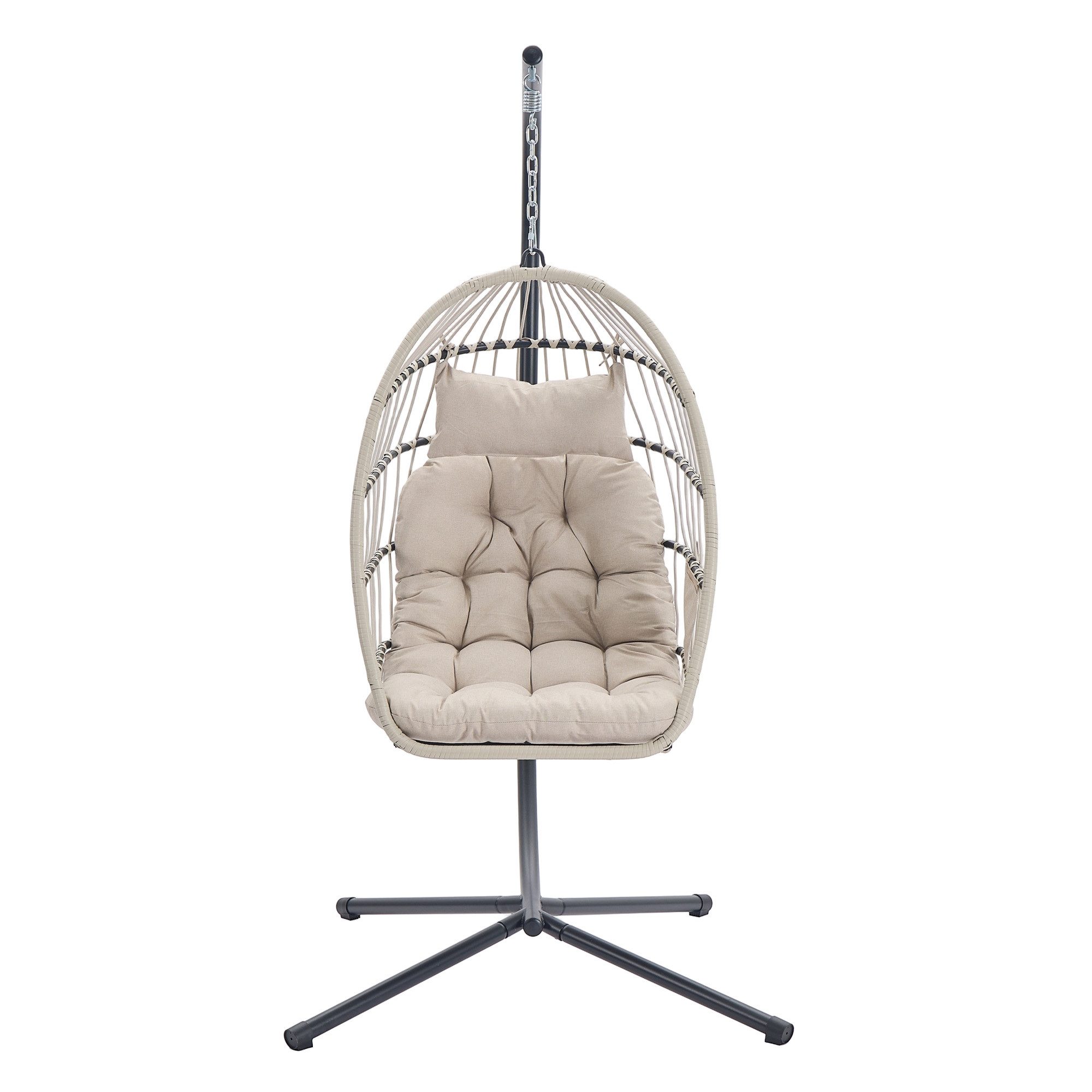 SONGMICS Hängesessel, Schaukelstuhl mit Gestell, klappbarer Korbsessel höhenverstellbar