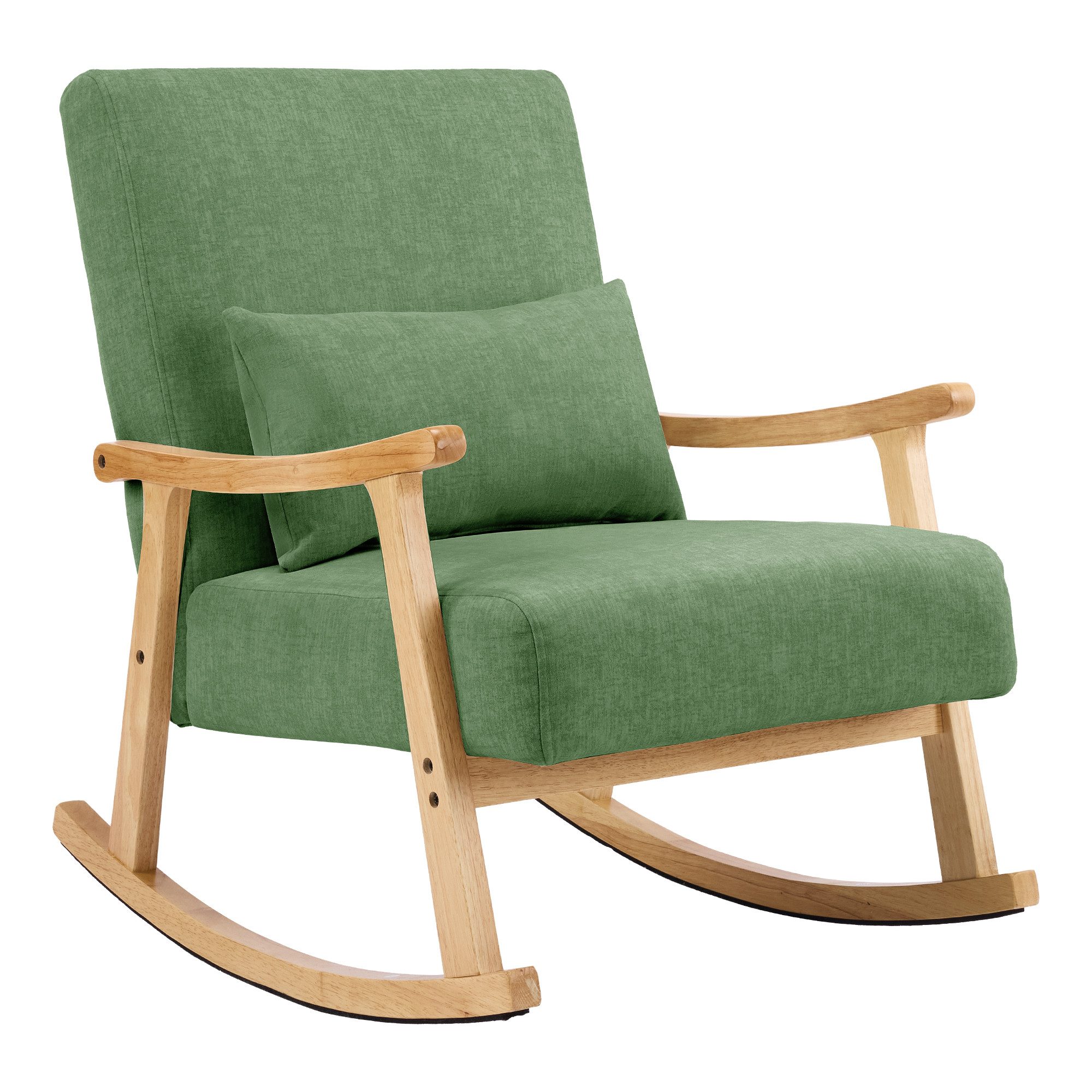 Aunekiv Schaukelstuhl Moderner Relaxsessel mit Kissen, 35° Schaukelwinkel, 65 x 85 x 86 cm (1 St), Holzrahmen, bis 150 kg belastbar, für Wohnzimmer & Schlafzimmer