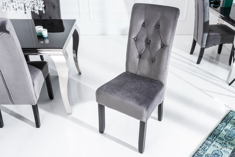 riess-ambiente Esszimmerstuhl CASA grau, Esszimmer · Samt · Massivholz · Ch günstig online kaufen