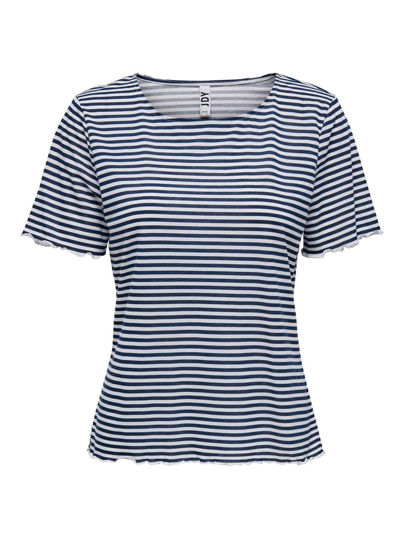JACQUELINE de YONG T-Shirt Basic T-Shirt Kurzarm Rundhals Top mit Rollkante JDYDALILA 4952 in Blau