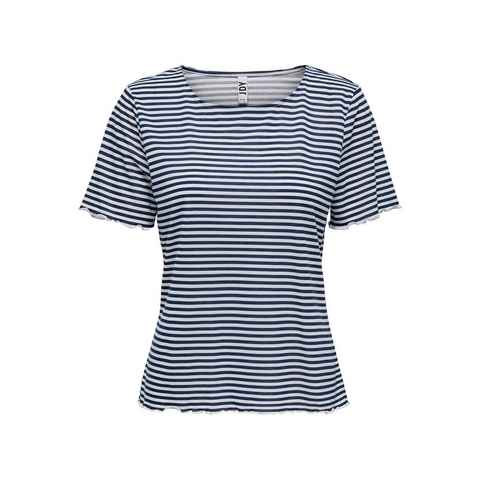 JACQUELINE de YONG T-Shirt Basic T-Shirt Kurzarm Rundhals Top mit Rollkante JDYDALILA 4952 in Blau
