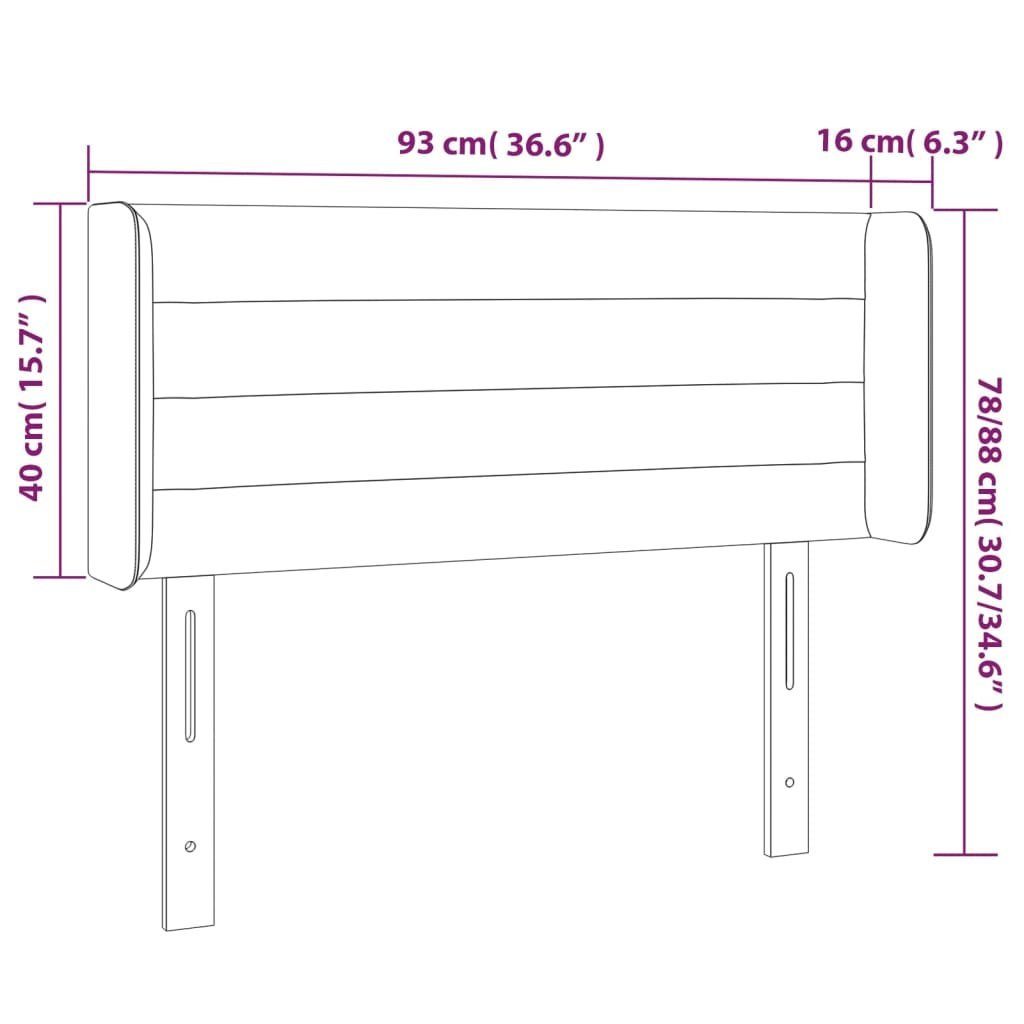 vidaXL Kopfteil St) Kopfteil mit Ohren Stoff, 93x16x78/88 cm (1 Dunkelbraun