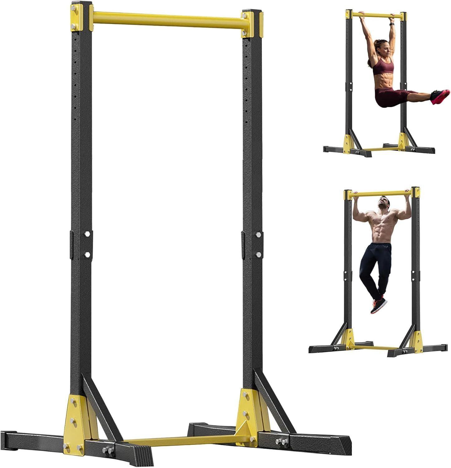 Rutaqian Klimmzugstange Stationäre Kraftstation bis 180kg, 11 Stufen Power Tower Dip Station, Freistehende Pull-Up Bar für Home Gym,103 x 105 x 215 cm