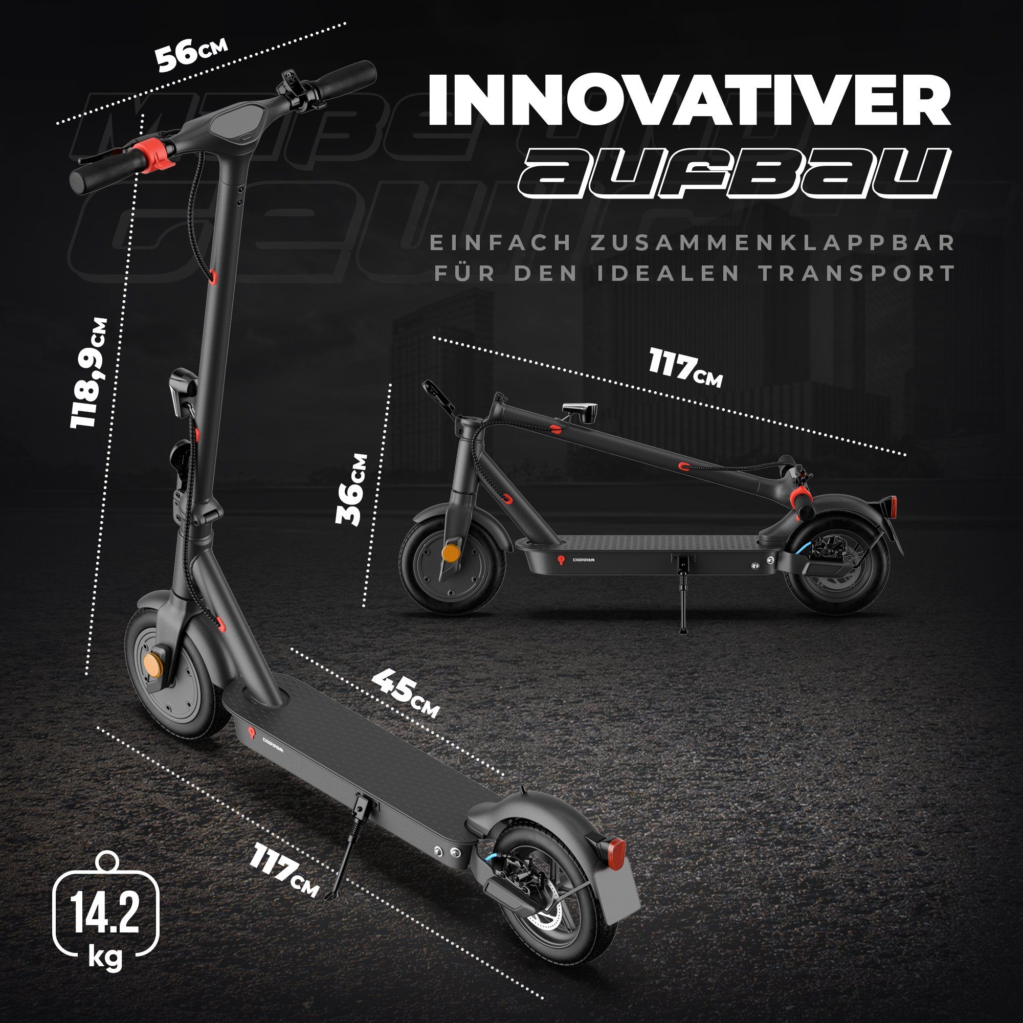 Thumbnail - DIGGER E-Scooter ES3 Digger Jubelt faltbarer E-Scooter 360Wh Akku und Straßenzulassung