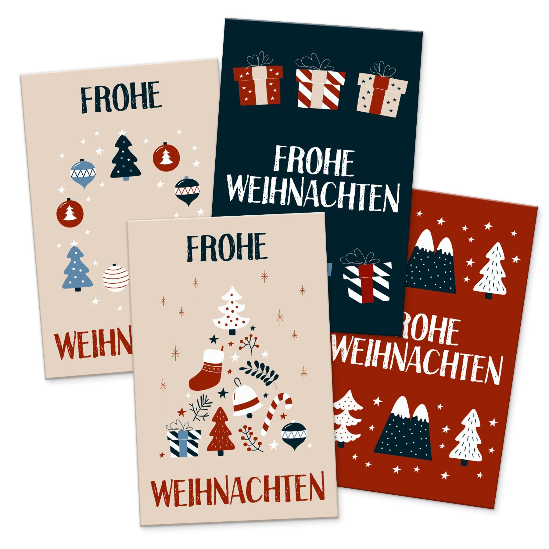 itenga Grußkarten itenga 24 x Geschenkekarten Frohe Weihnachten Weihnachtsdeko vintage i