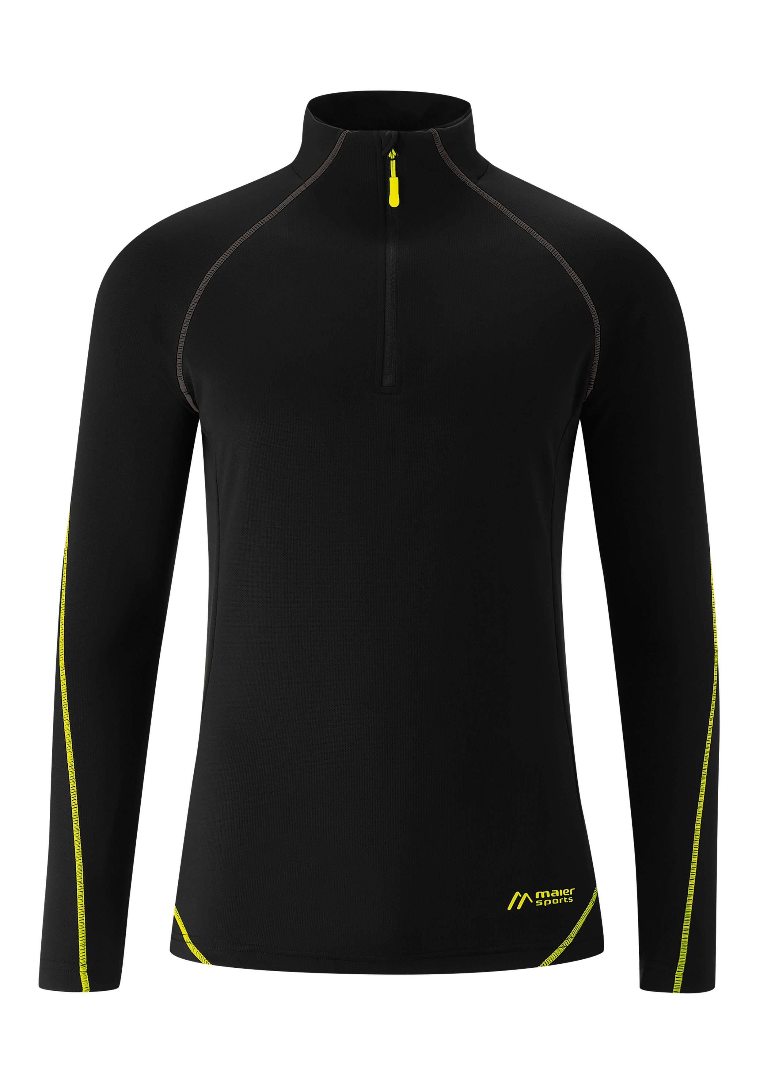 und Ausflüge Outdoor Midlayer Funktionsshirt für funktionaler Sports Roger Touren pastellgelb Maier Herren