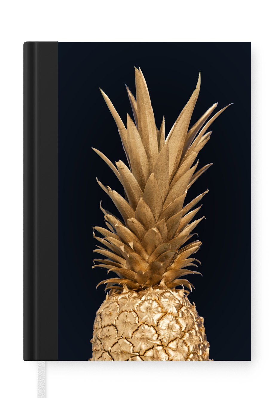 MuchoWow Notizbuch Ananas - Obst - Gold, Journal, Merkzettel, Tagebuch, Notizheft, A5, 98 Seiten, Haushaltsbuch