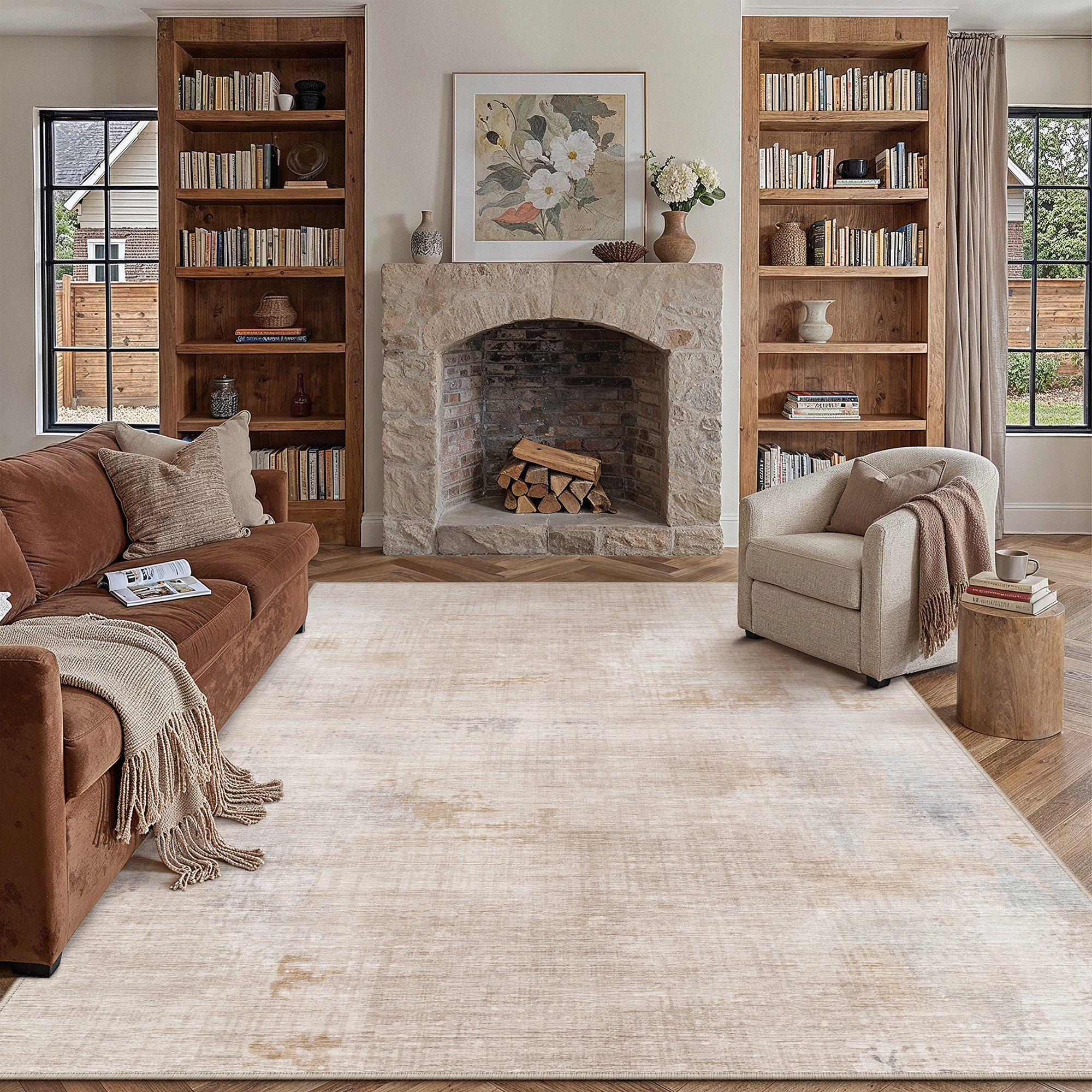 PURECOZY Teppich abstrakt, moderner Kurzflor, weich kuschelig, waschbar & pflegeleicht, rechteckig, Höhe: 6.1 mm, geeignet für verschiedene Innenräume, 120 x 180 cm