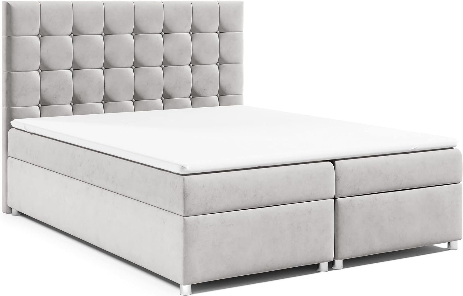 Best for Home Boxspringbett Trinity K9, mit Bettkasten und Topper Silber