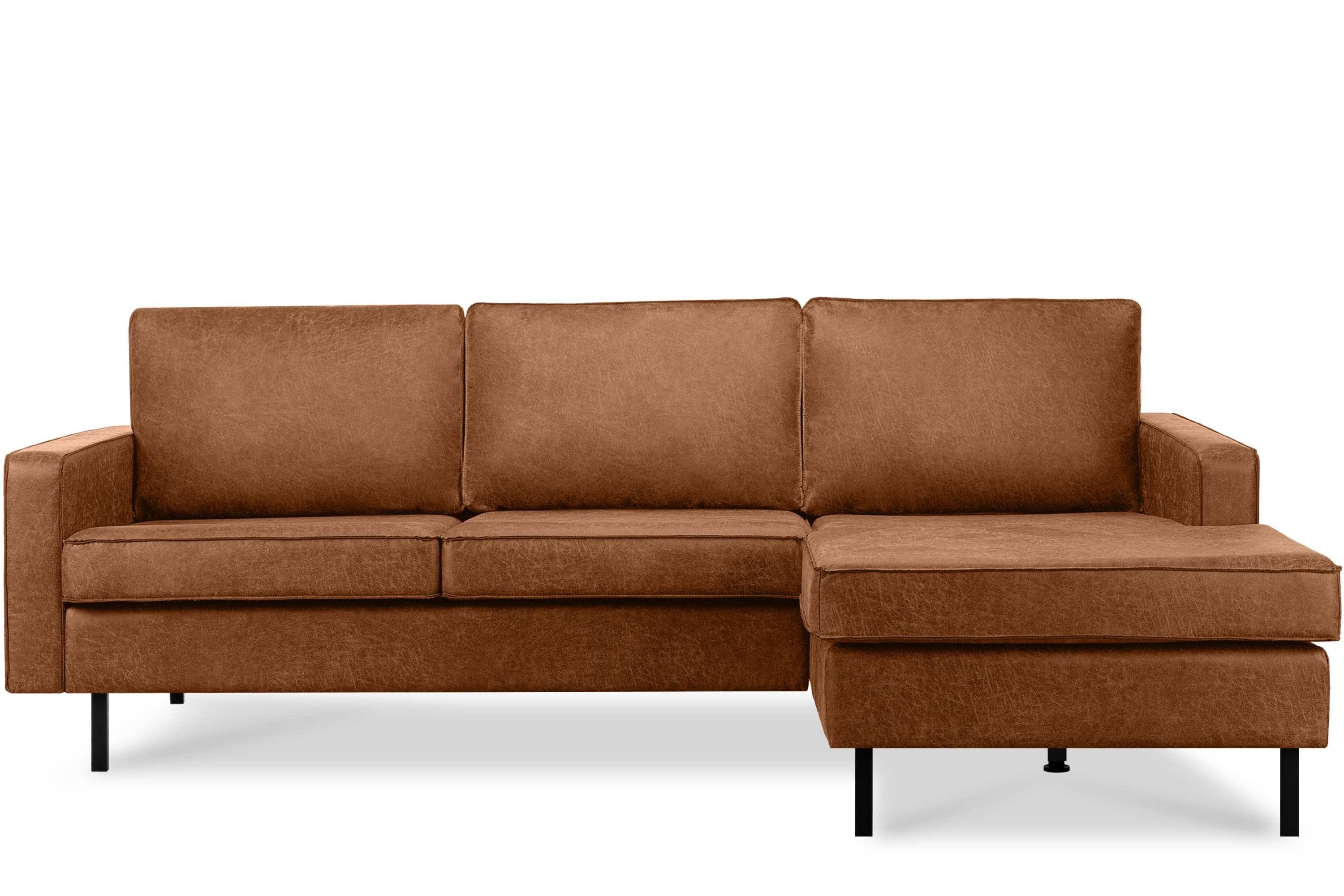 KONSIMO® Ecksofa INVIA Rechtes Ecksofa mit Ottomane, Grundschicht: Echtleder,auf hohen Metallfüßen,Hergestellt in EU