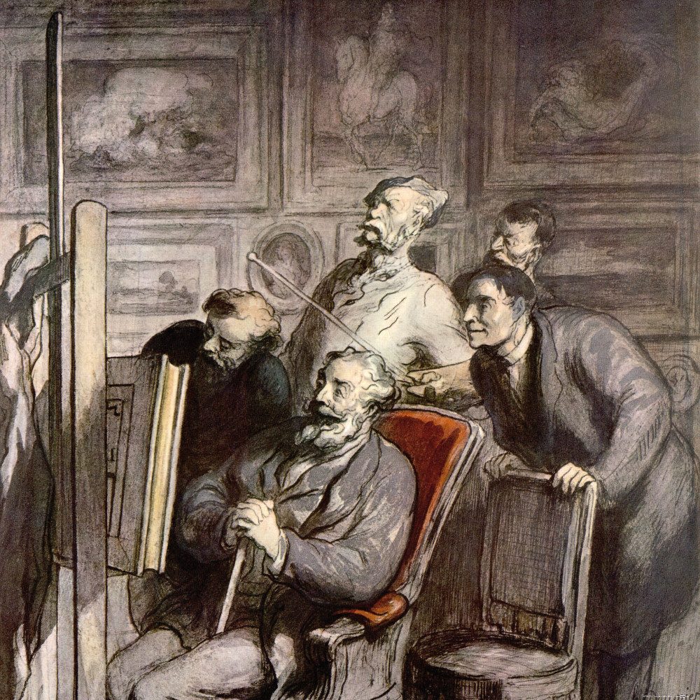 Poster HonorÃ© Daumier Kunstdruck Bild - Die Kunstliebhaber, Um