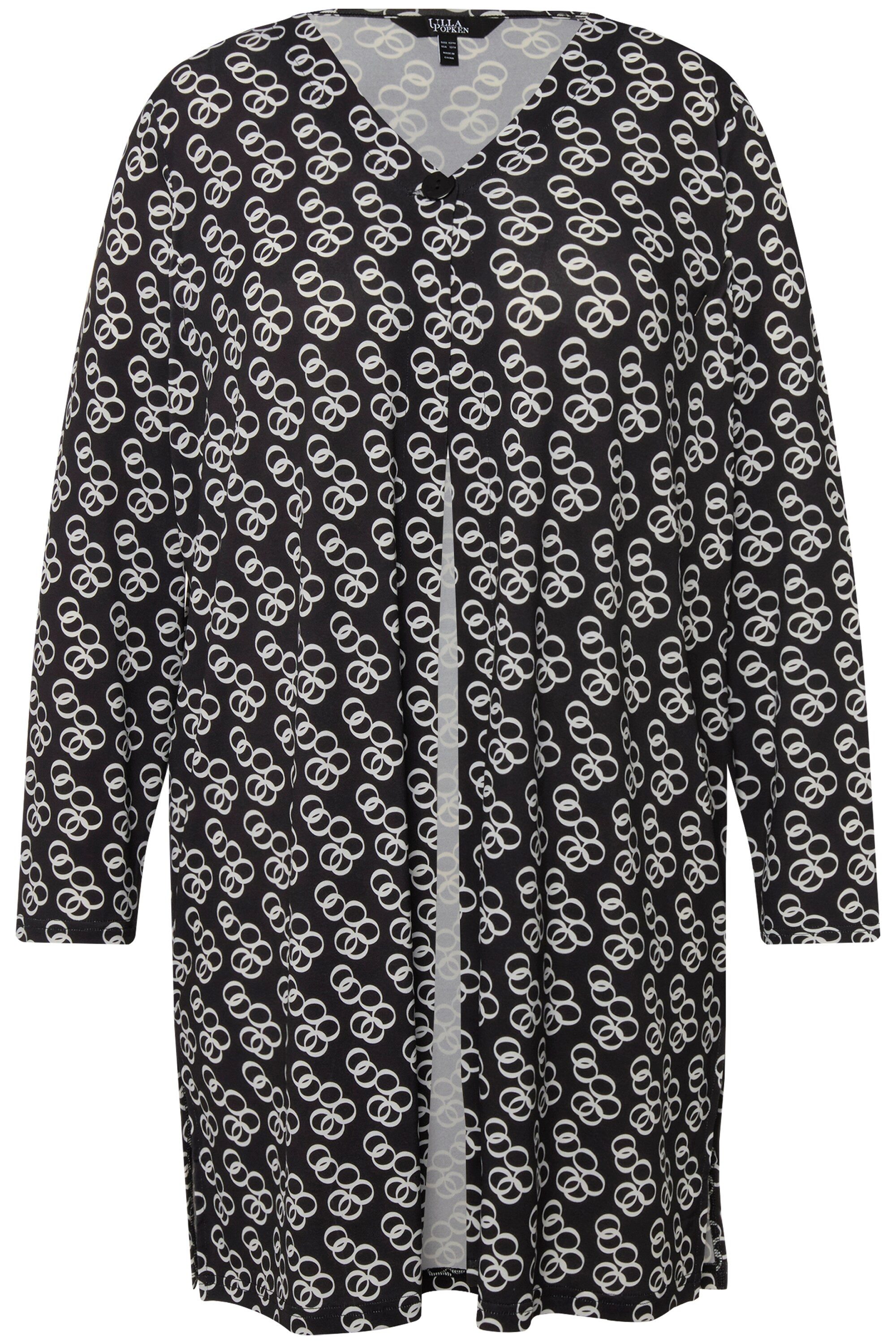 Longshirt Jerseyjacke Ringmuster A-Linie V-Ausschnitt