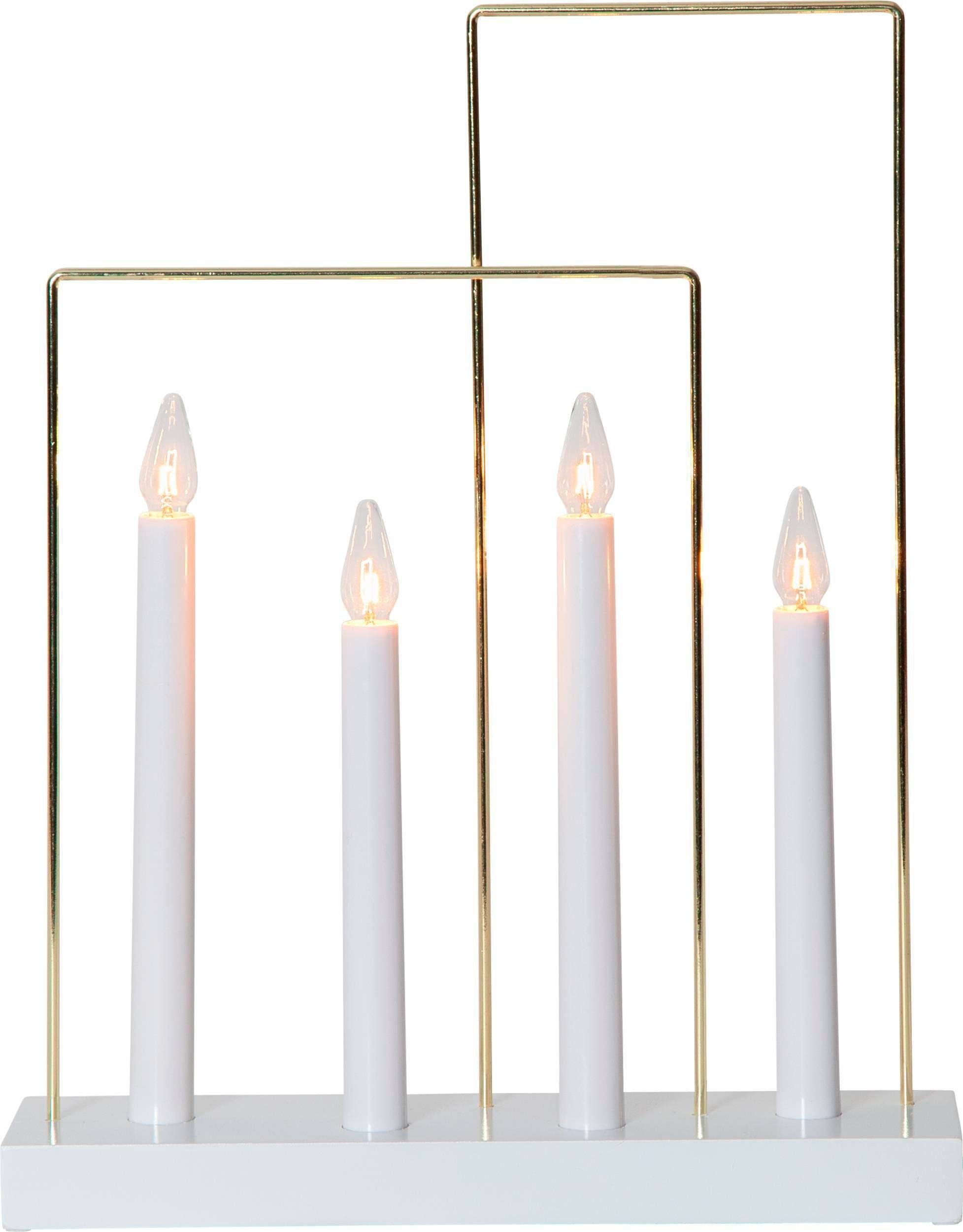EGLO Kerzenständer Glossy frame, LED Lichterbogen Weihnachten, Messingelemente, Schwibbogen mit Kabel