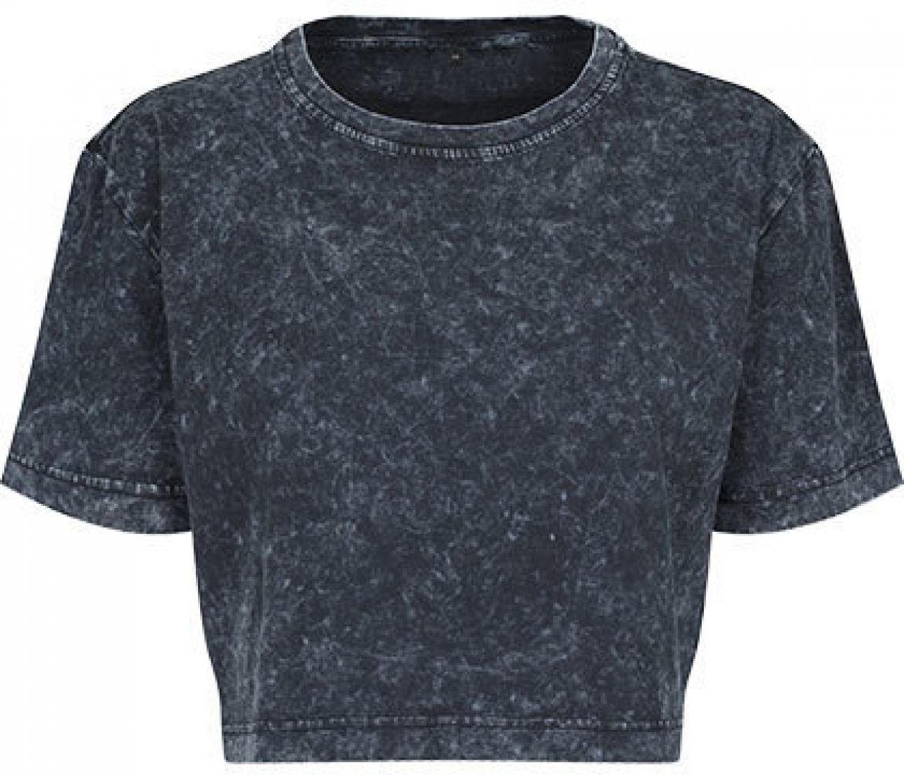 Build Your Brand Rundhalsshirt Damen Acid Washed Cropped Tee günstig online kaufen