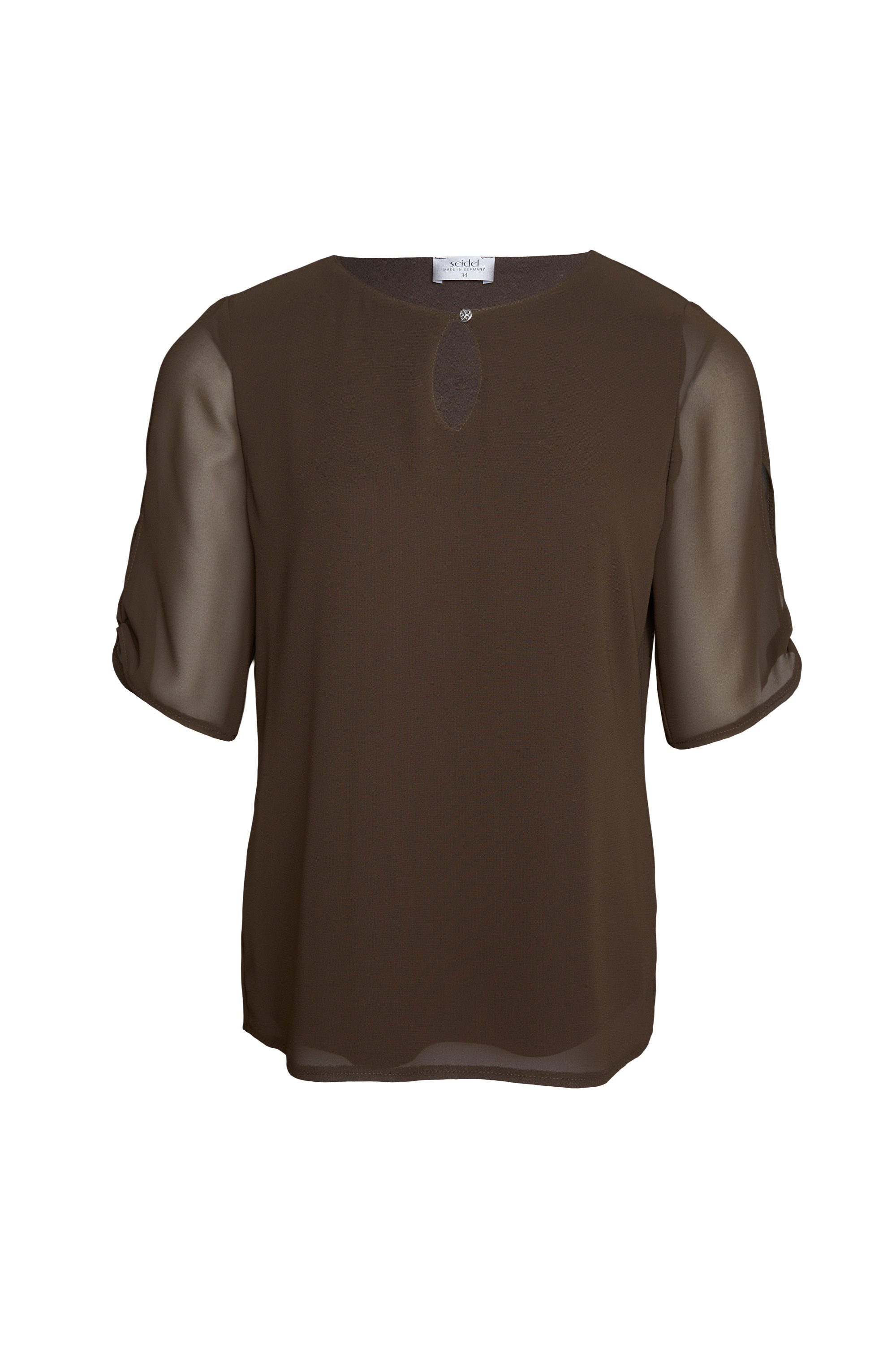 Seidel Moden Chiffonbluse Otto exclusiv Halbarm mit Cut-Out-Detail und Glitzerstein - MADE IN GERMANY