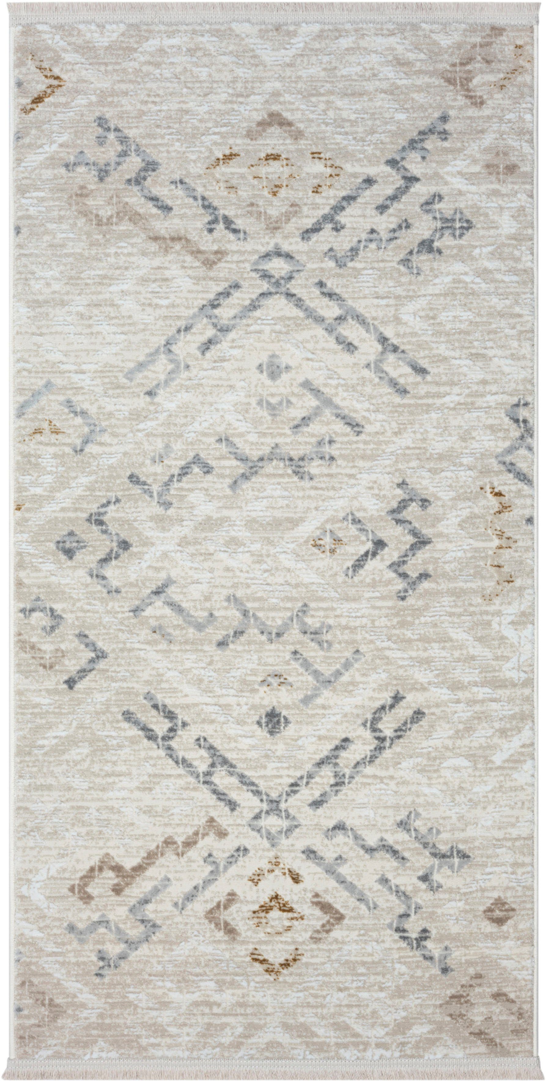 Myflair Möbel & Accessoires Teppich My Type, rechteckig, Höhe: 10 mm, Kurzflor, Ethno-Style, besonders weich durch Microfaser, mit Fransen