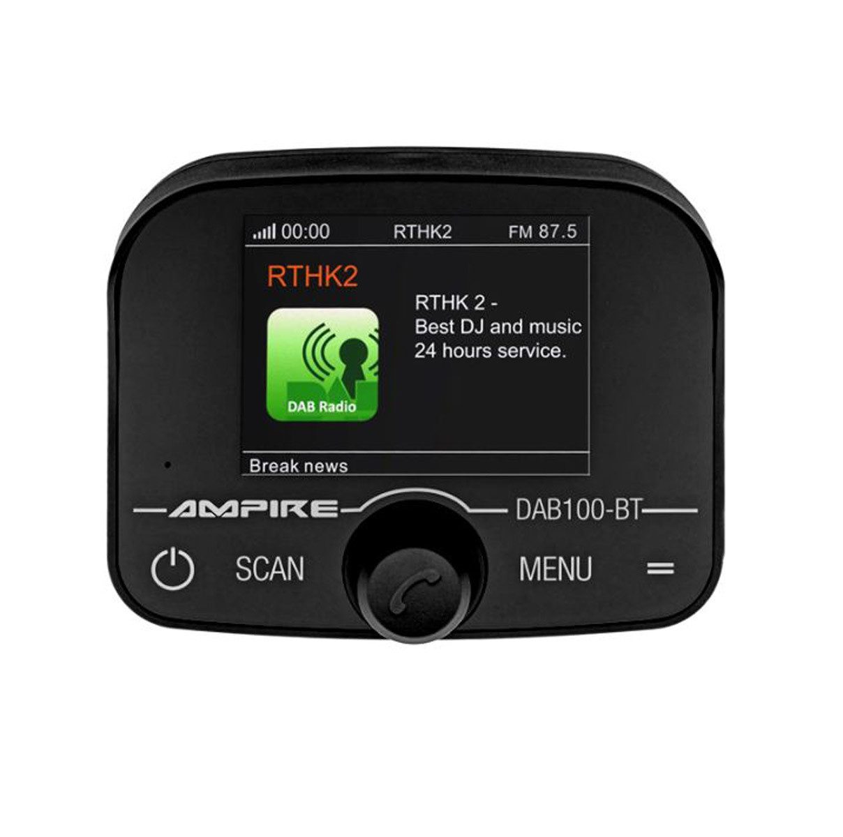 Ampire DAB100-BT DAB+ Receiver mit BT-Freisprecheinrichtung inkl DAB+ Antenne Autoradio