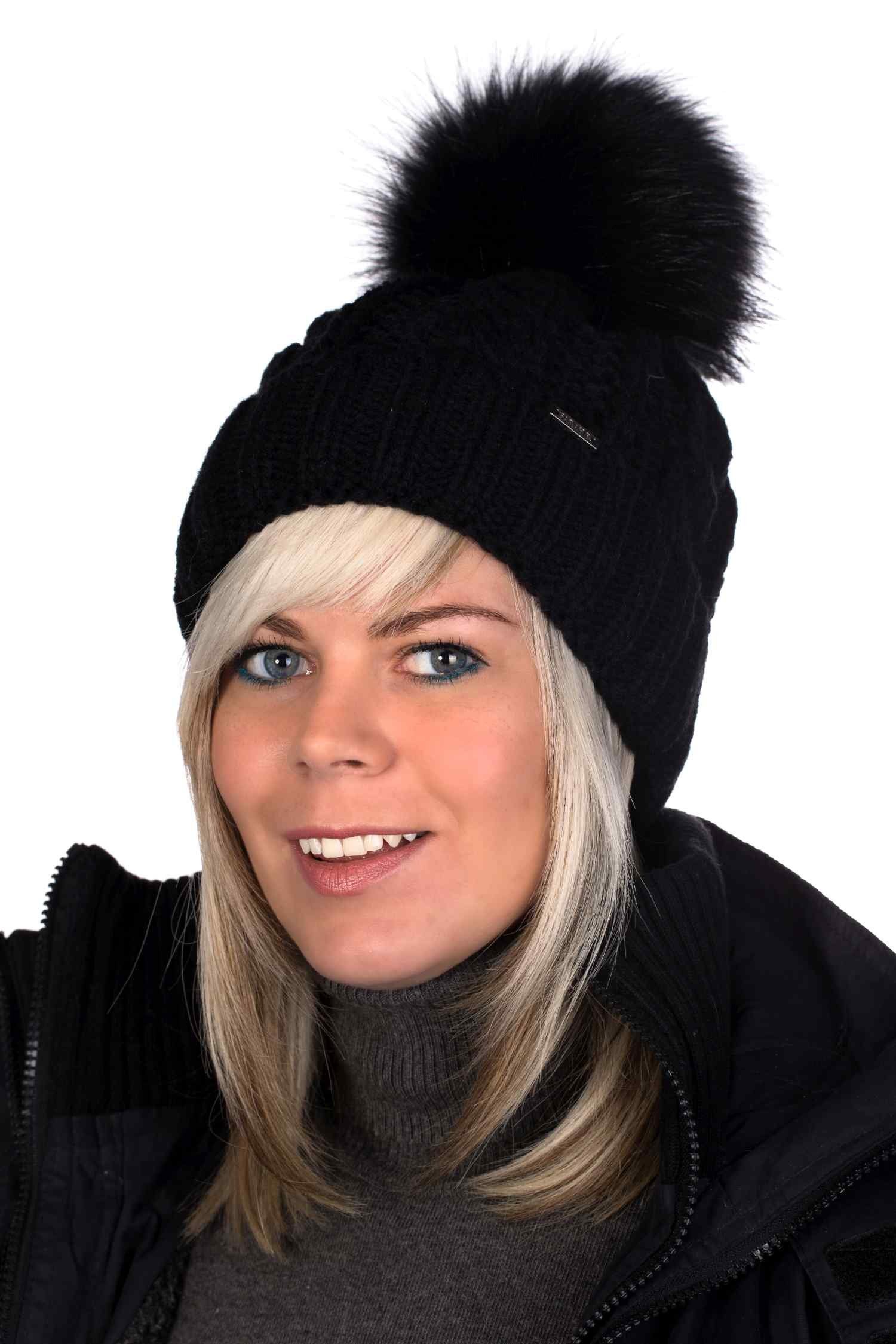 BIRENDY Strickmütze Mütze Pudelmütze PB109 Wintermütze Fellbommel aus feine günstig online kaufen