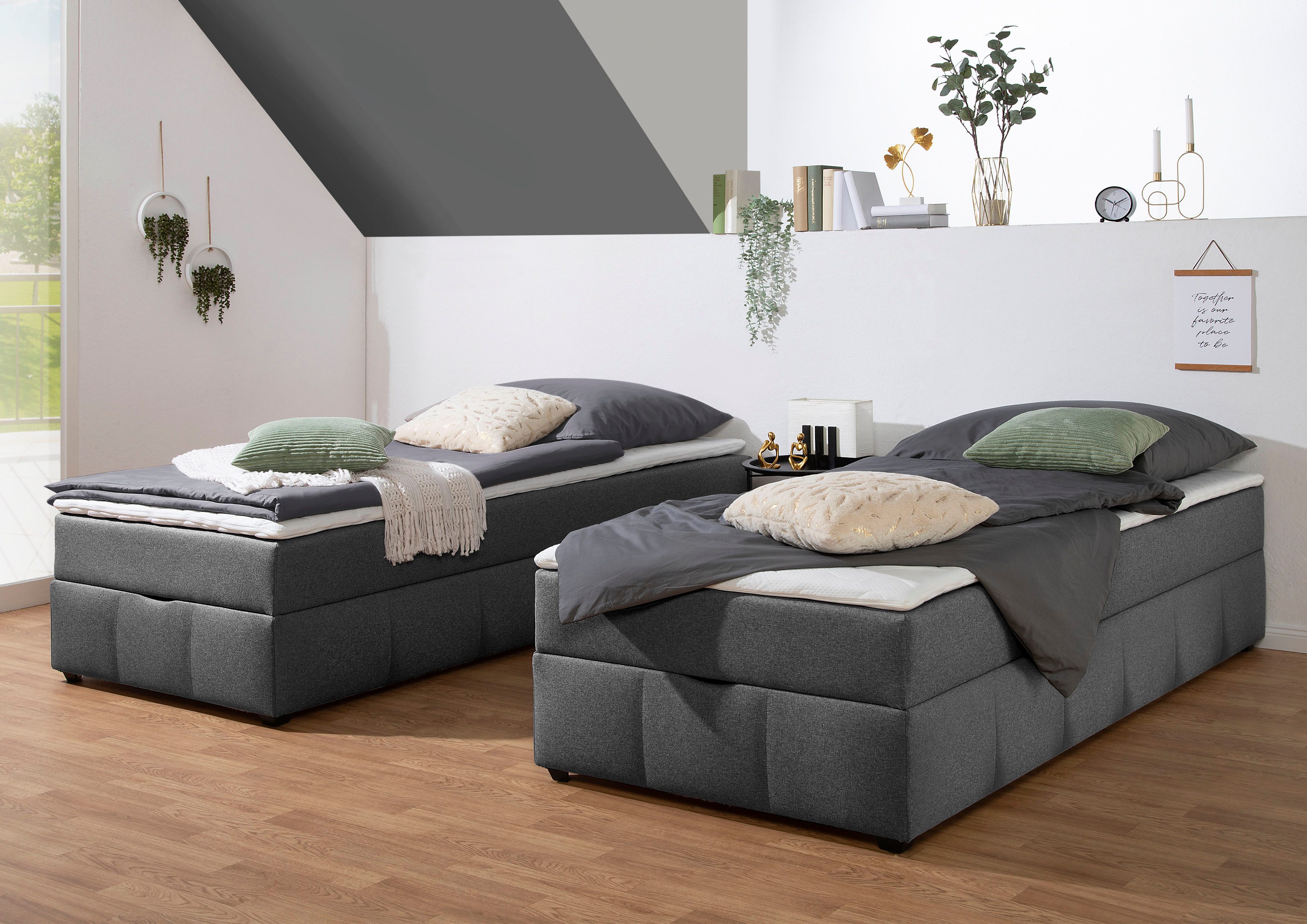 Home affaire Boxbett Niemes inkl. Bettkasten und Topper, auch in Überlänge erhältlich, Boxbett ohne Kopfteil, inkl. Topper
